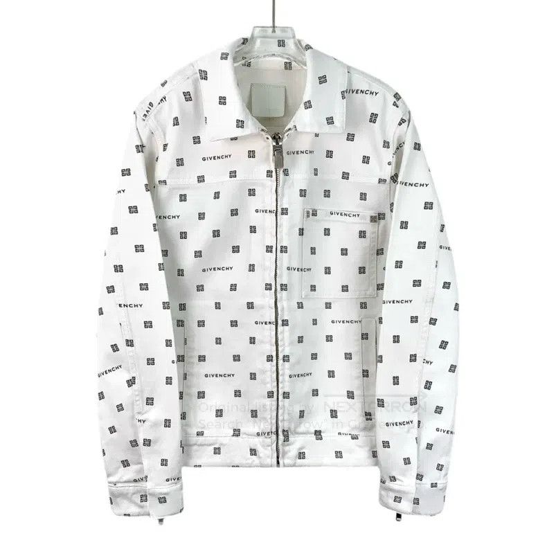 Givenchy Givenchy White Logo Print Cotton Collar Zip Front Long Sle Size XXS / US 00 / IT 34 - 1 Thumbnail