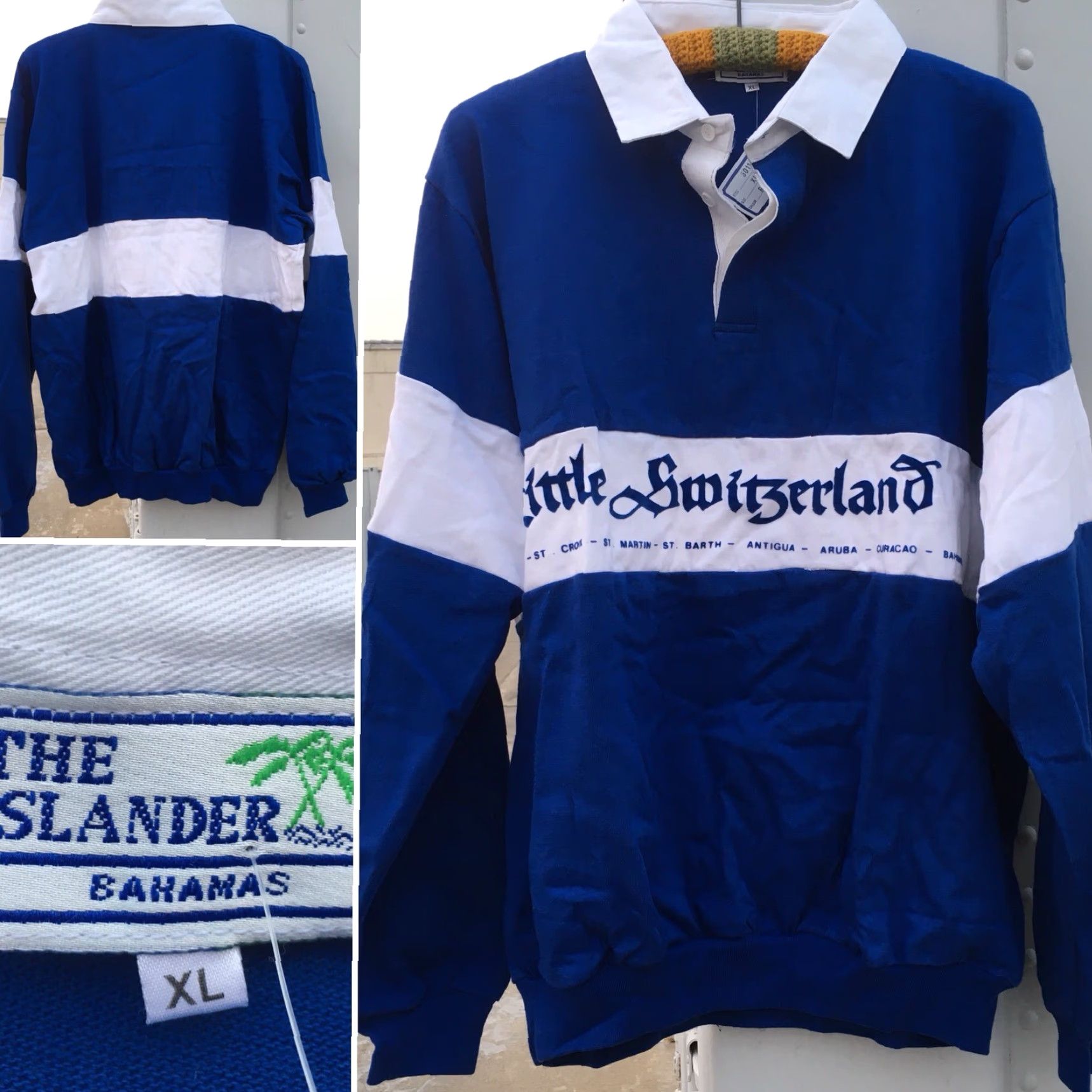 Vintage VINTAGE The Islander Bahamas Shirt XL Blue & White Polo Rugby Mens Size US XL / EU 56 / 4 - 5 Thumbnail