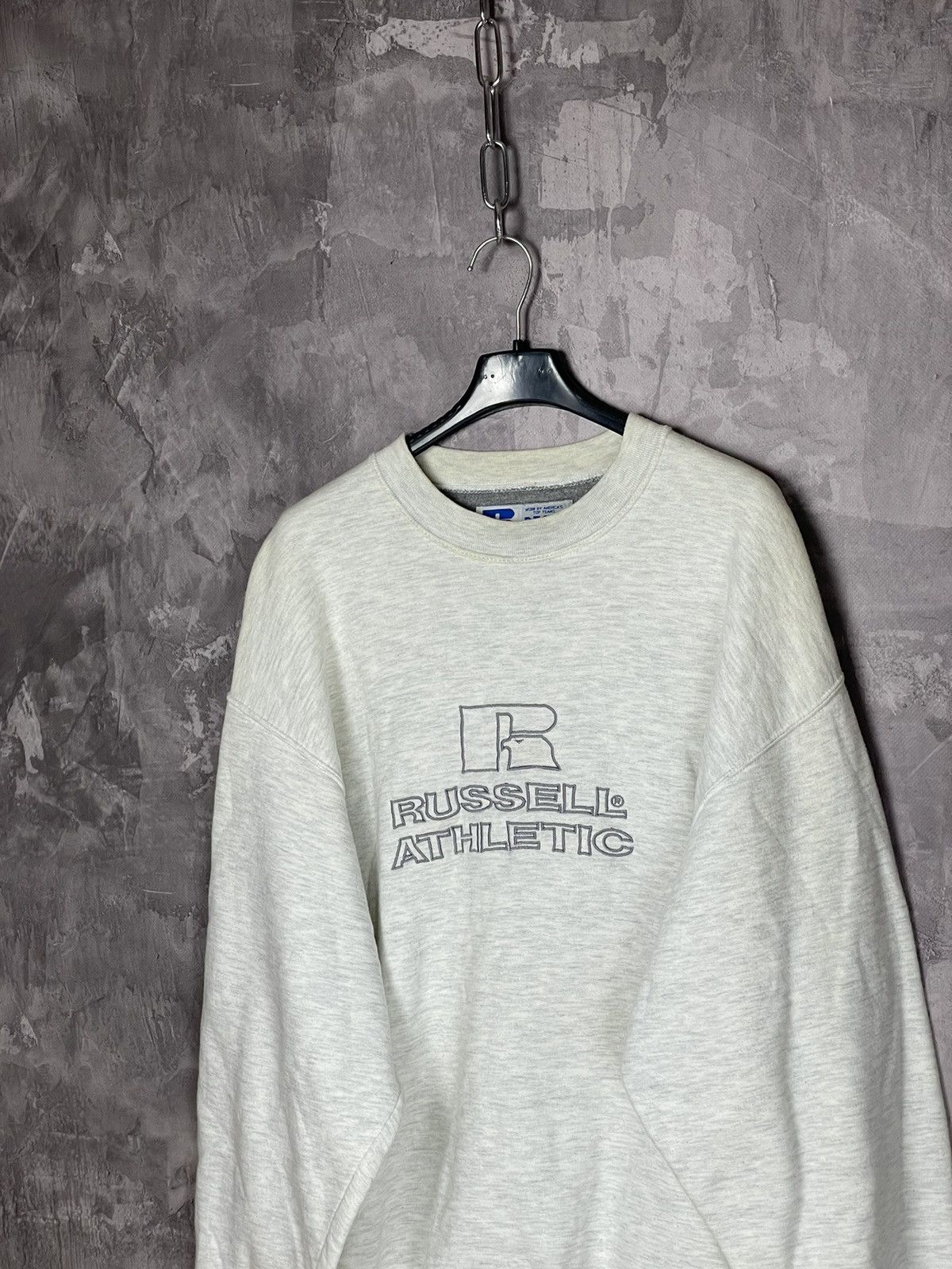 Russell Athletic × Vintage Vintage Russell Athletic Big Logo Light Grey Sweatshirt Size US M / EU 48-50 / 2 - 7 Thumbnail