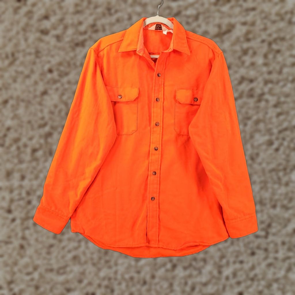 Walls VINTAGE Walls Shirt Mens M Orange Long Sleeve Button Up Hunting Safety Size US M / EU 48-50 / 2 - 1 Thumbnail