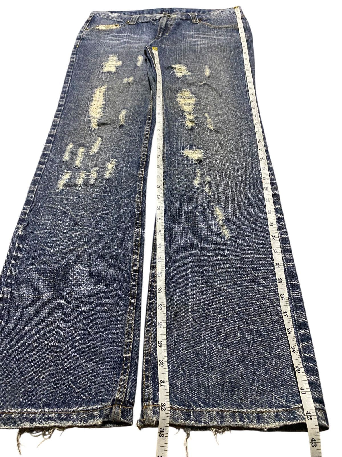 Le Grande Bleu (L.G.B.) Vintage Japanese Brand Thunder Distressed Little Bootcut Size US 35 - 18 Thumbnail