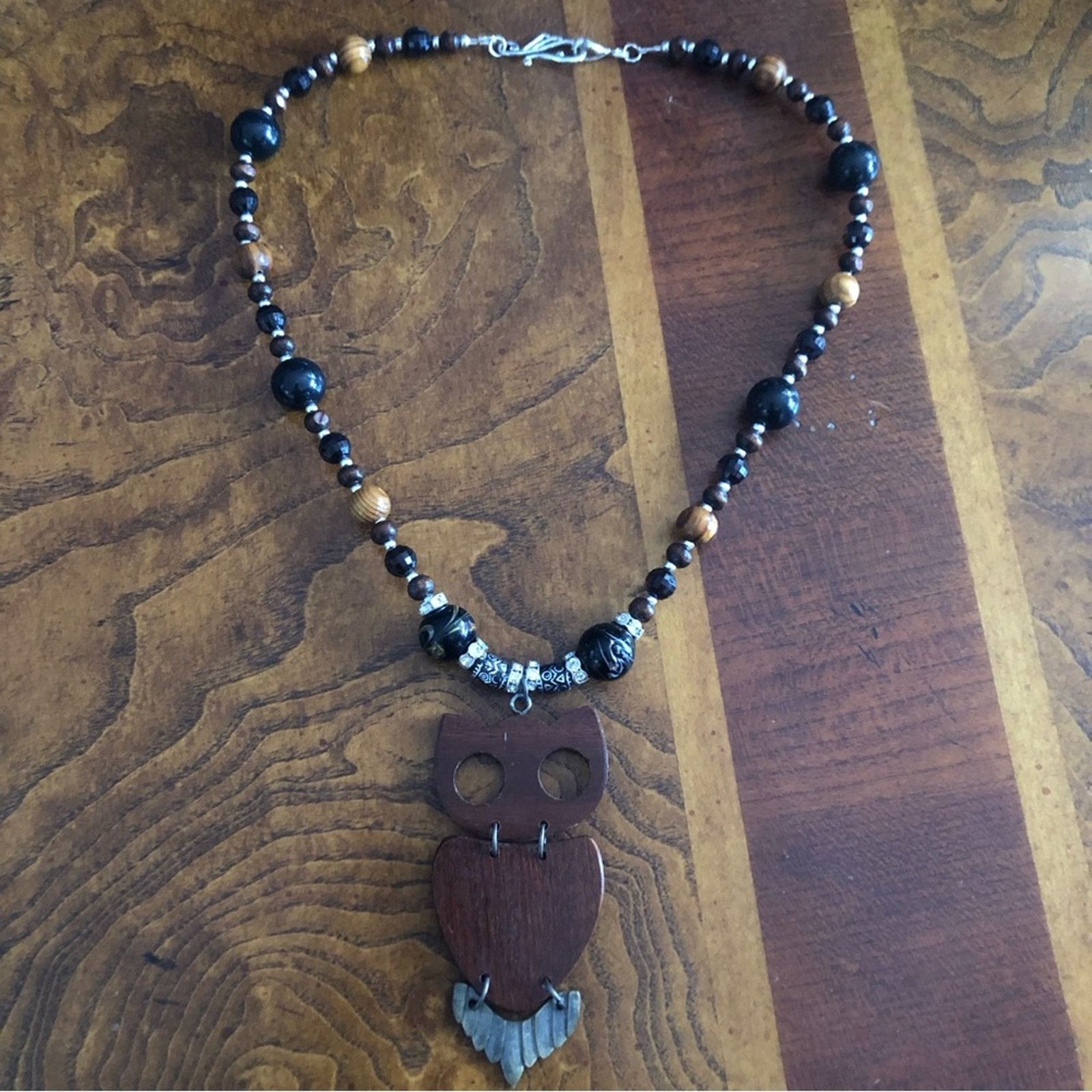 Handmade Handcrafted repurpose articulated owl pendant necklace Size ONE SIZE - 6 Thumbnail