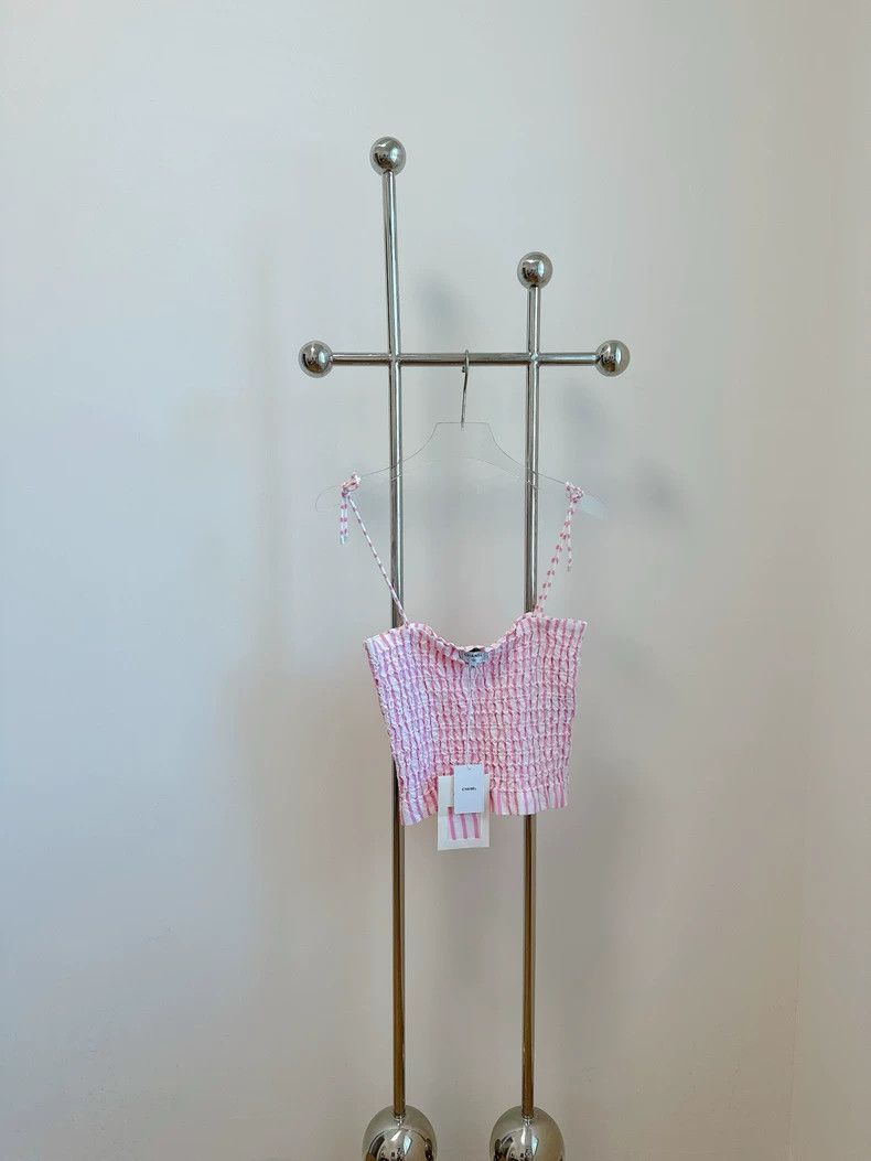 Chanel Chanel 24S pink striped suspenders Size XXS / US 00 / IT 34 - 1 Thumbnail