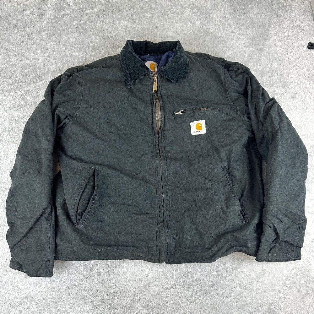Carhartt Carhartt Re-work Blue Fleece Lined Detroit Black Jacket Siz Size US XL / EU 56 / 4 - 1 Thumbnail