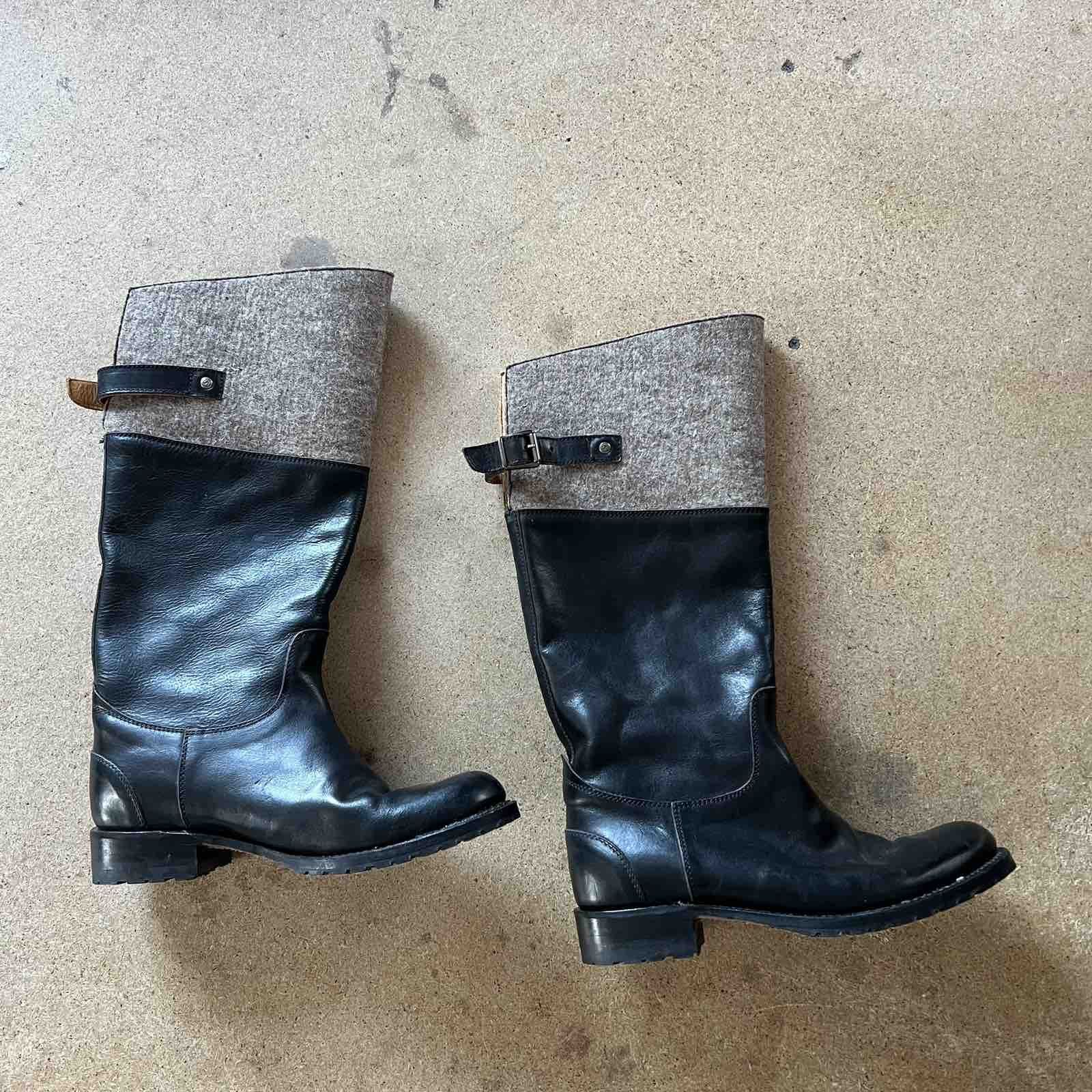 Sendra Sendra Riding High boots womens Black Suede Wool Leather Size US 9 / IT 39 - 1 Thumbnail
