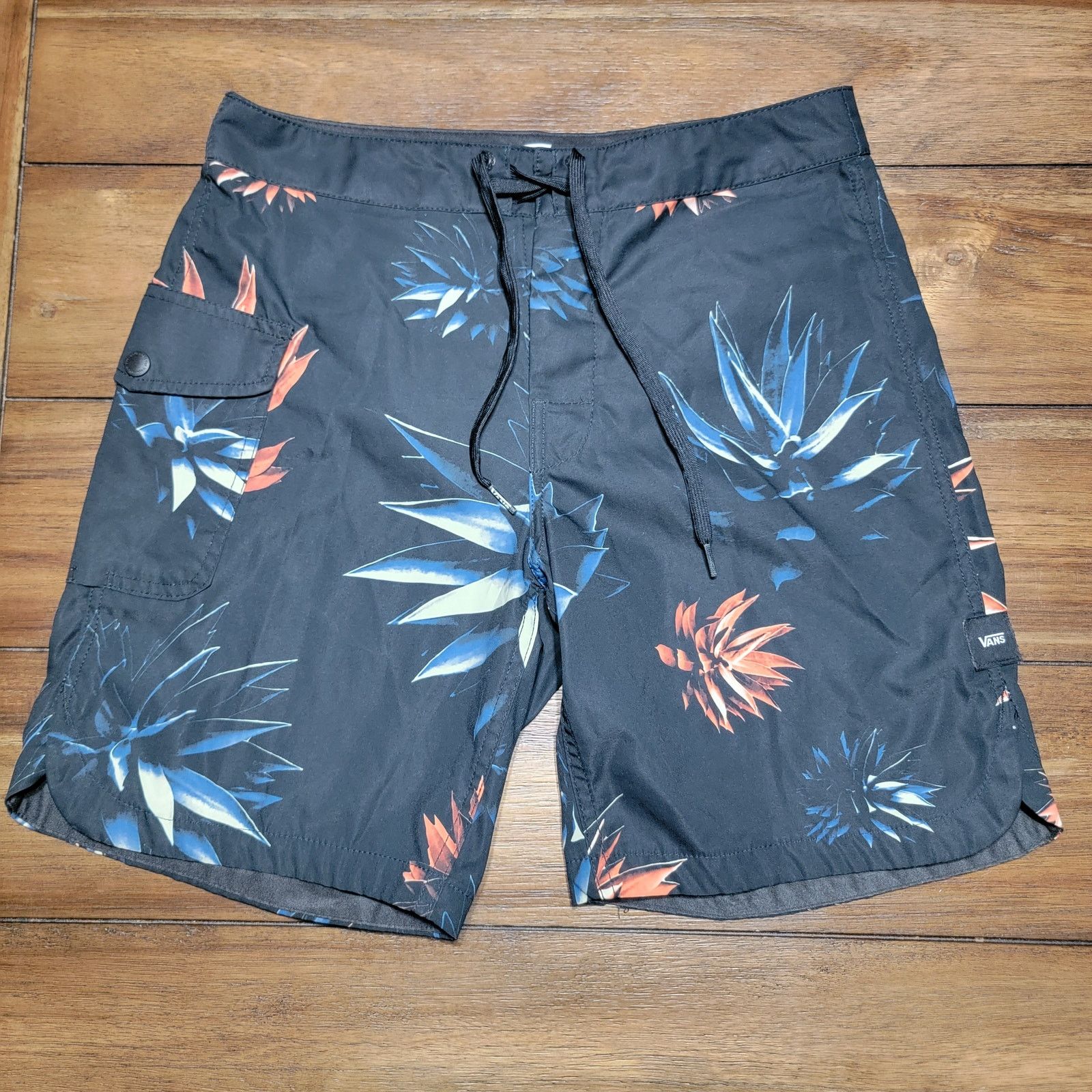 Vans VANS Black w/ Spike Floral Board Shorts - Size 28 Size US 28 / EU 44 - 1 Thumbnail