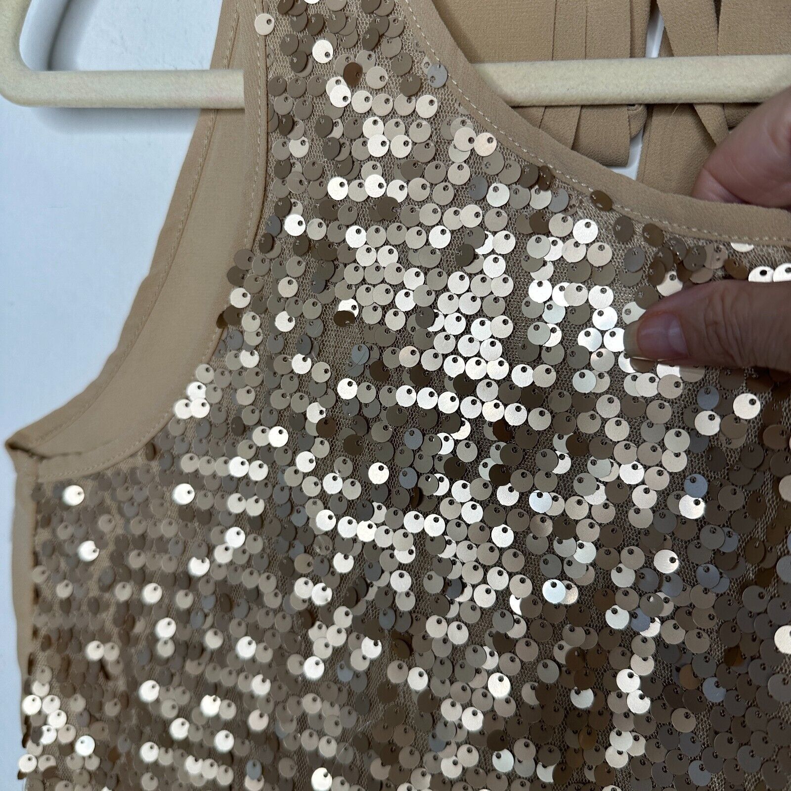 Forever 21 Night Out Copper Gold Sequin Sleeveless Open Back Blouse S Size S / US 4 / IT 40 - 4 Thumbnail