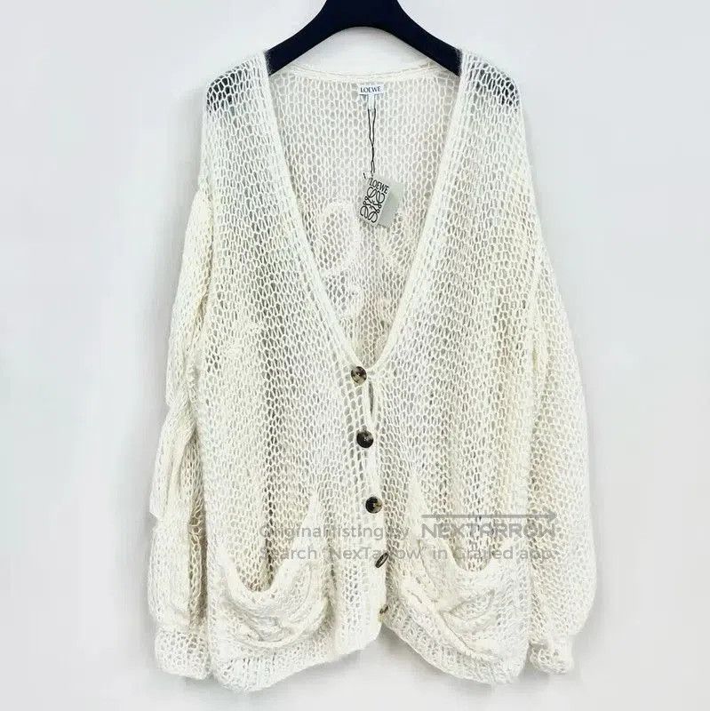 Loewe Loewe Women's Beige Open Knit Cardigan . Size M / US 6-8 / IT 42-44 - 1 Thumbnail