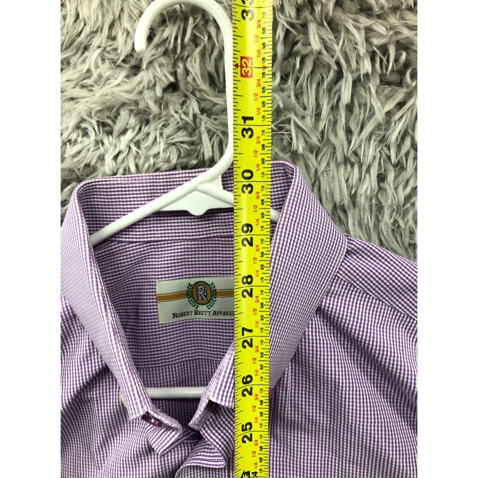 Vintage Robert Brett Shirt L Mens Purple Plaid Long Sleeve Button-Down Collar Size US L / EU 52-54 / 3 - 5 Thumbnail