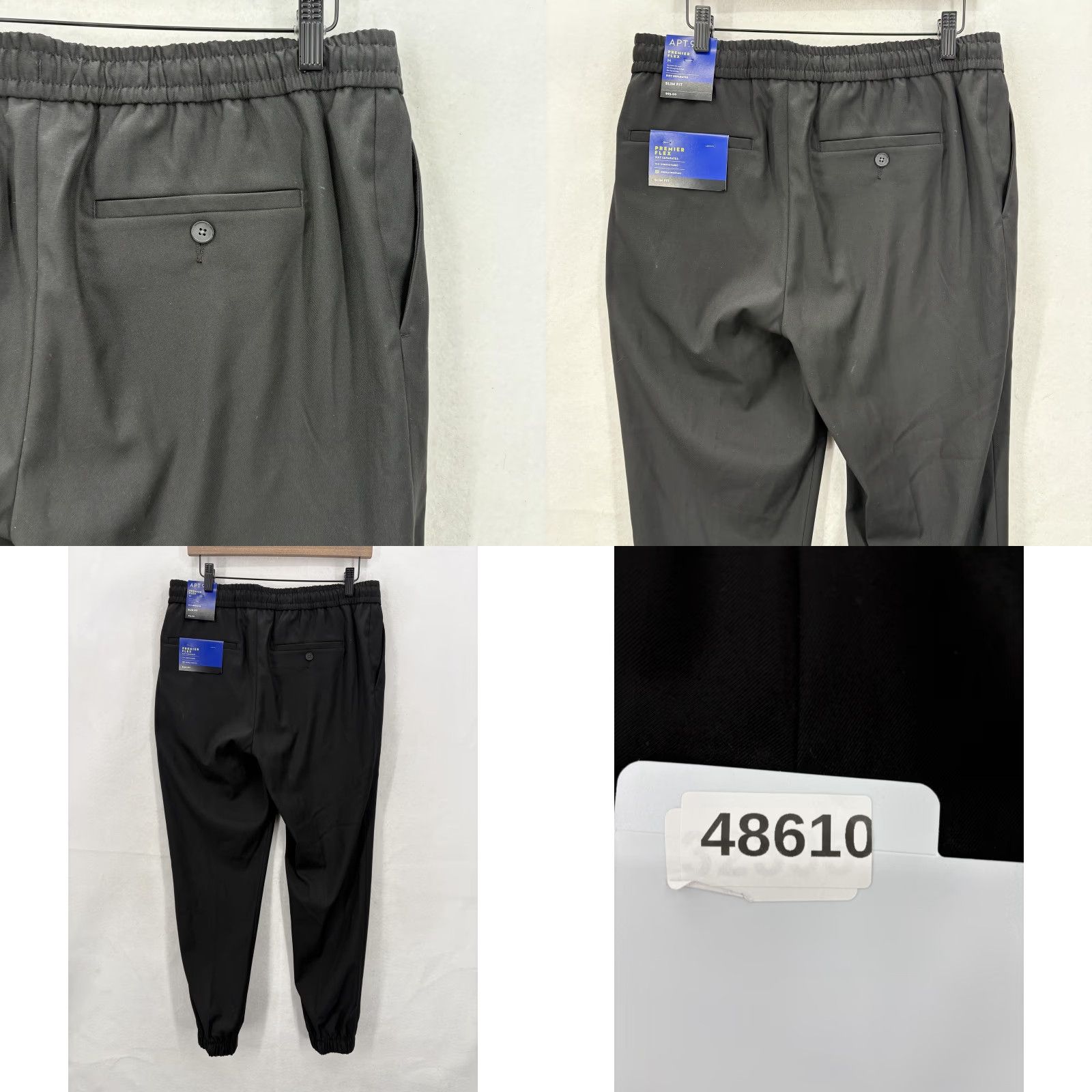 Apt. 9 APT.9 Mens Slim Fit Black Premier Flex Jogger Pants - M - Stretch, Tapered Leg, Elastic Waist, Business Casual, Office, Suit Separates Size 40R - 10 Thumbnail