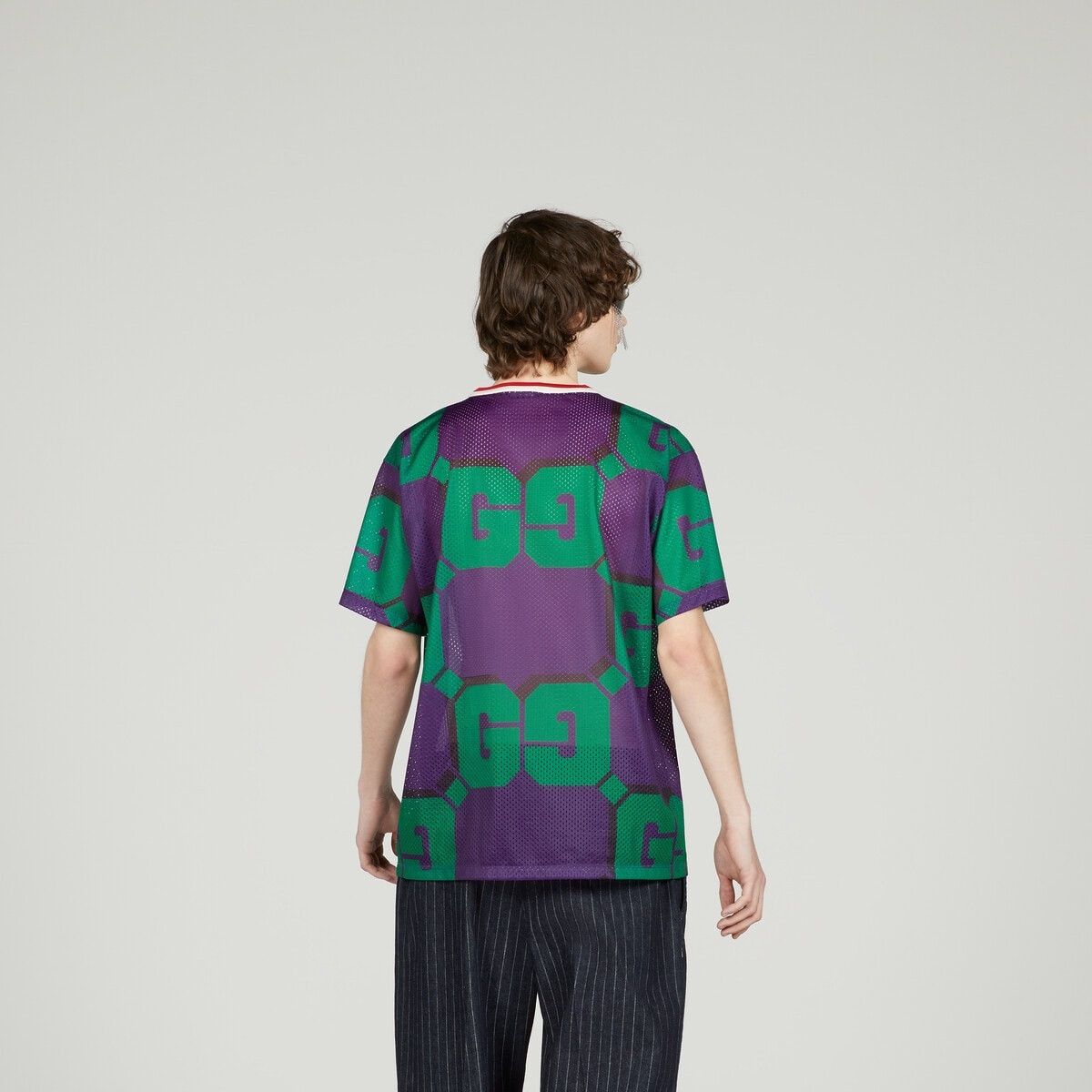 Gucci o1mt1gz0725 GG Print Mesh T-Shirt in Multicolor Size US L / EU 52-54 / 3 - 6 Thumbnail