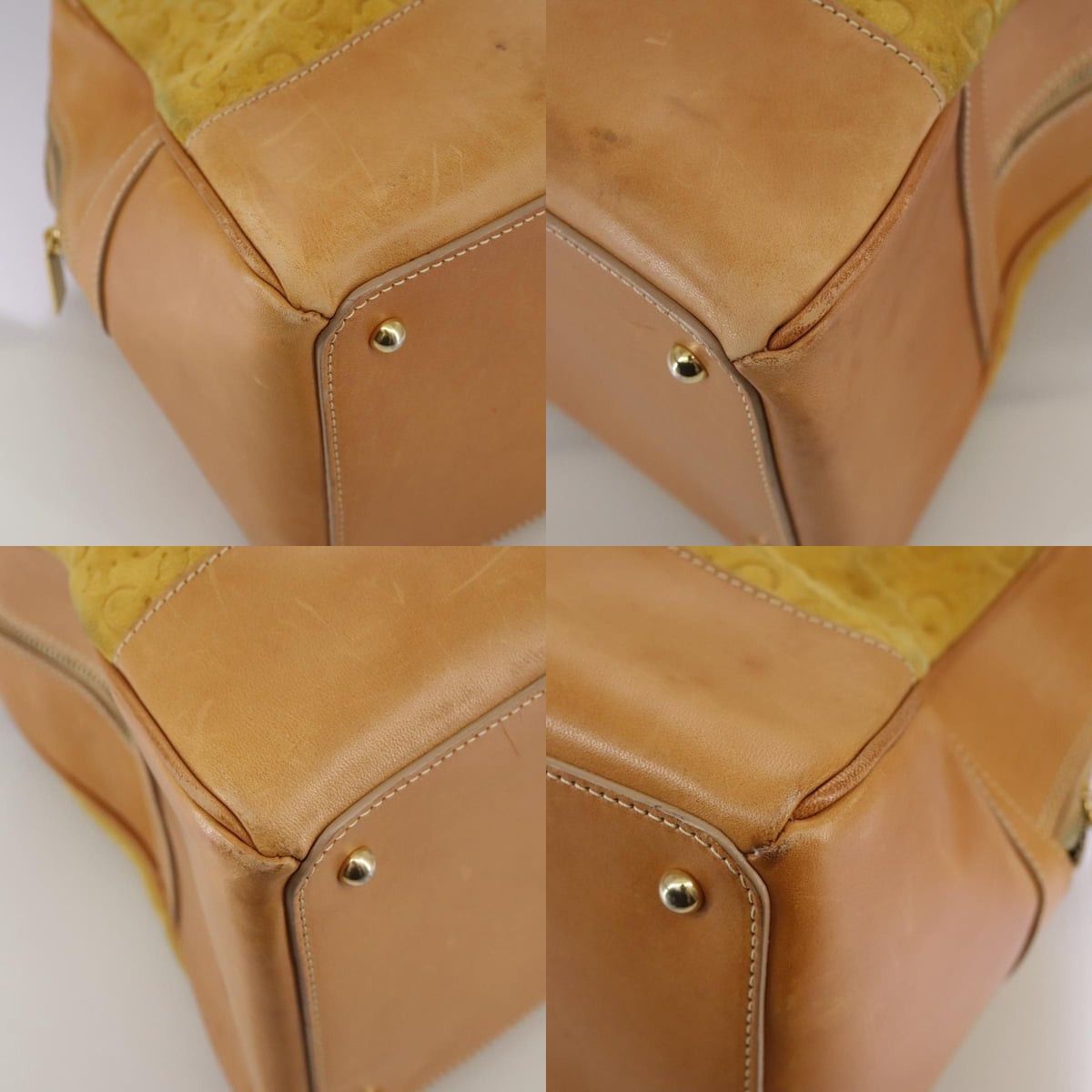 Celine CELINE C Macadam Canvas Hand Bag Suede Leather Yellow Gold Size ONE SIZE - 10 Thumbnail