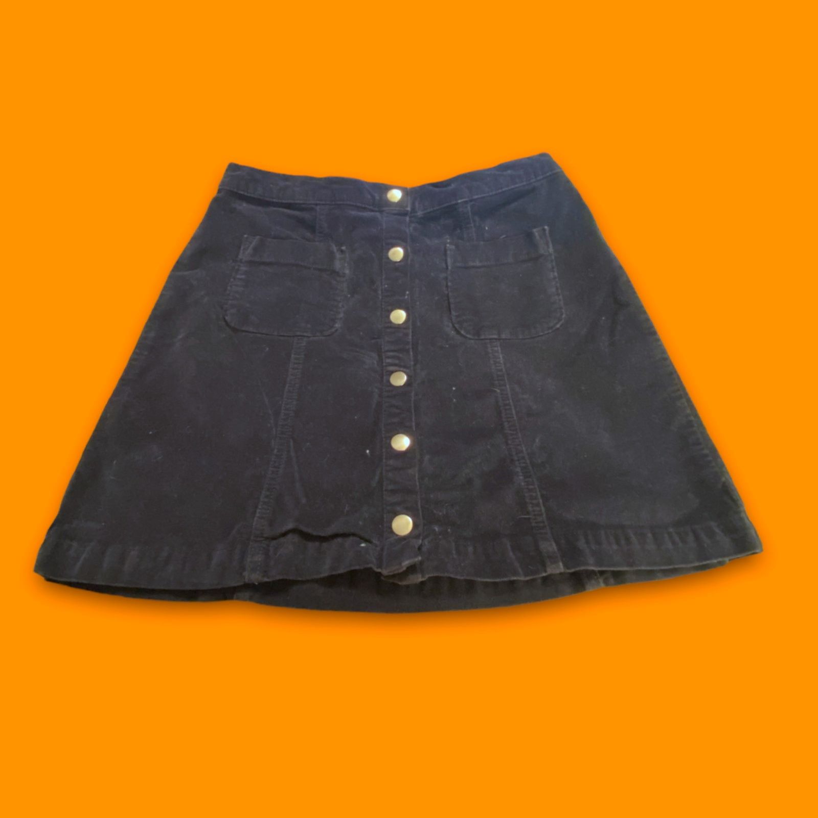 Urban Outfitters Urban Outfitters Navy Corduroy Button Front Mini Skirt M Size 27" / US 4 / IT 40 - 1 Thumbnail
