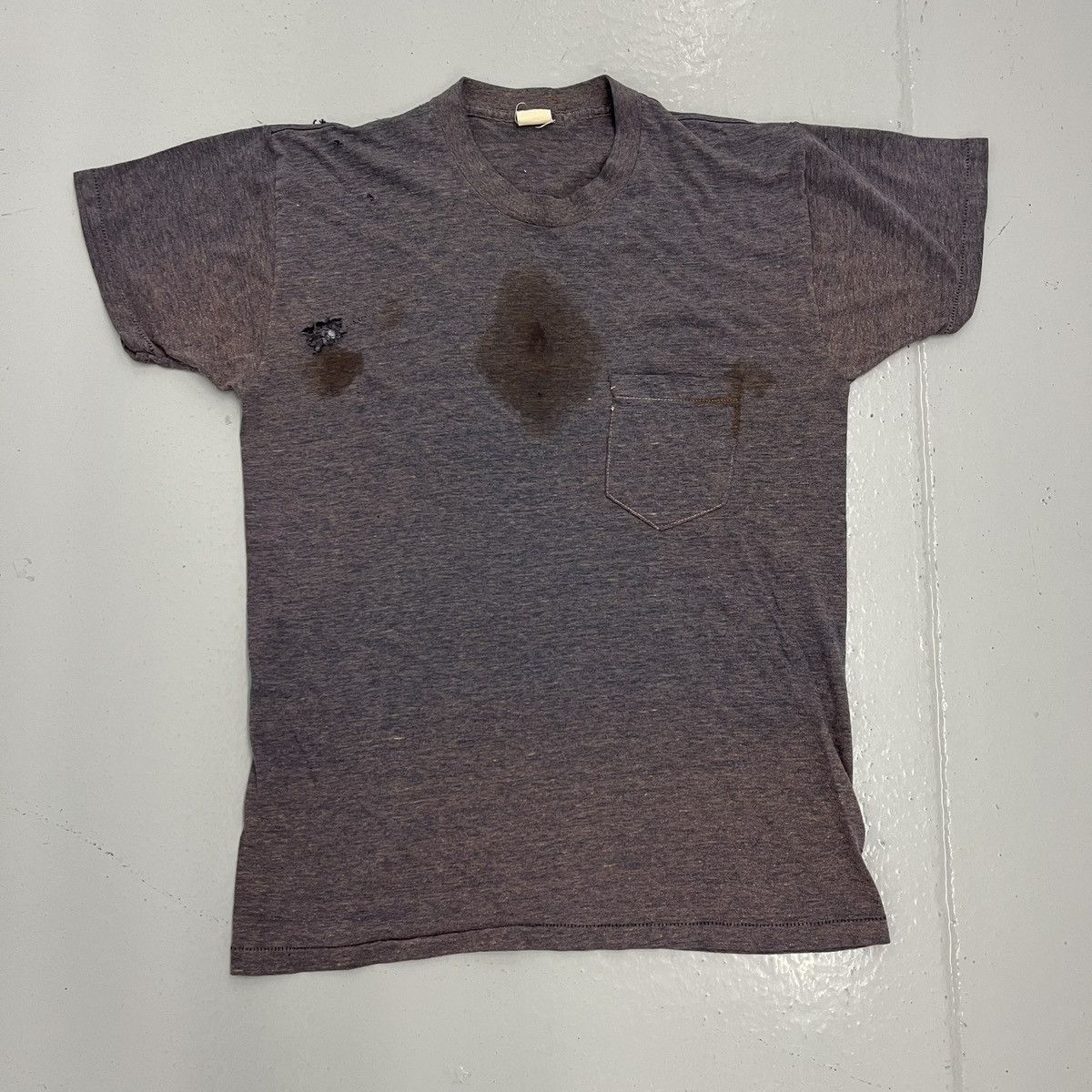 Other Vintage 70s Navy Faded Blank Distressed Pocket T-Shirt Size US M / EU 48-50 / 2 - 1 Thumbnail