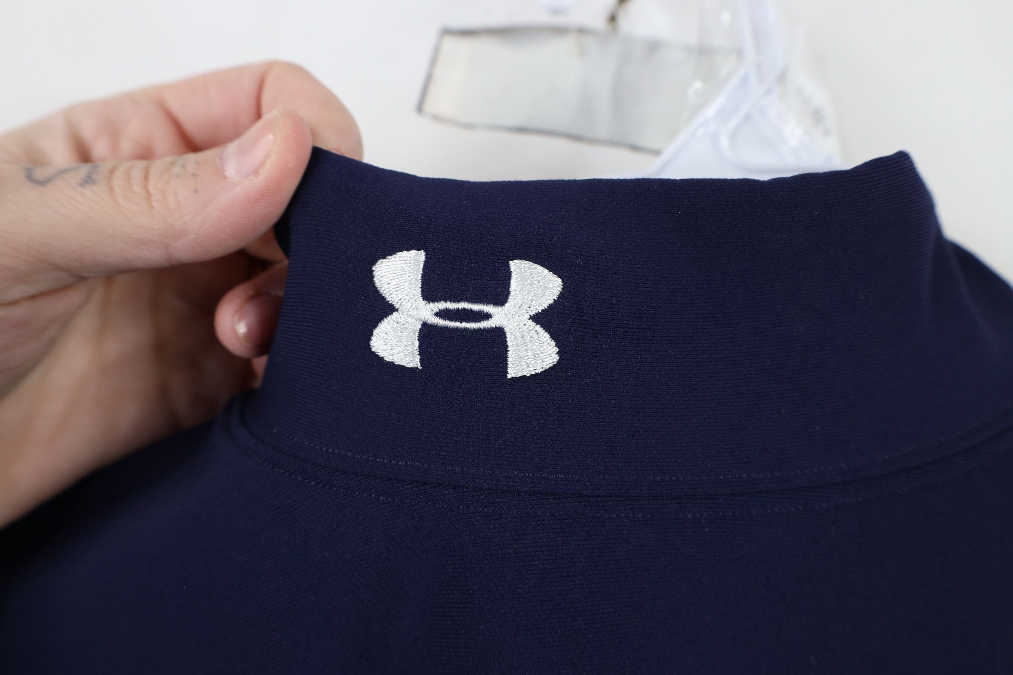 Under Armour × Vintage Under Armour Compression Mock Neck Long Sleeve T-Shirt Navy Size US S / EU 44-46 / 1 - 4 Thumbnail