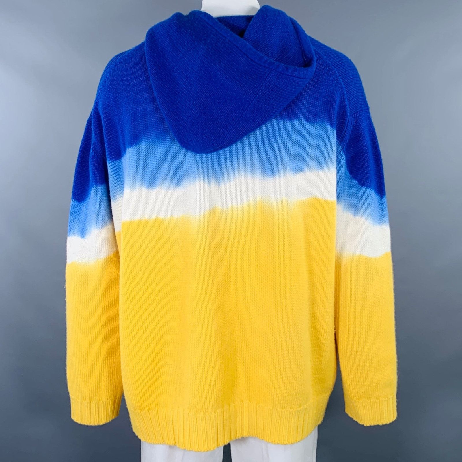 Prabal Gurung PRABAL GURUNG XL Yellow Blue Dyed Cashmere Hooded Sweater Size US XL / EU 56 / 4 - 3 Thumbnail