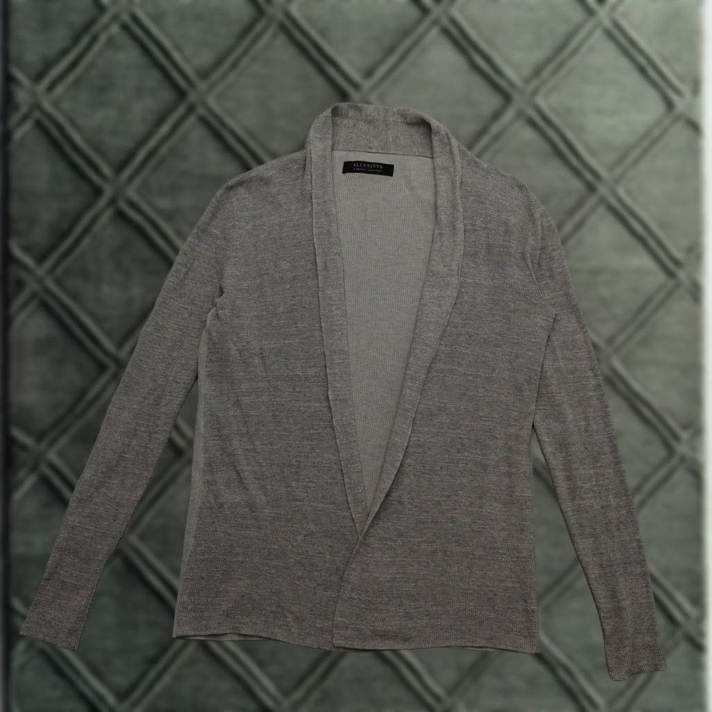 Allsaints ALLSAINTS Cardigan Shirt XS Gray Long Sleeve Knit Merino Wool Open Knit Women Size XS / US 0-2 / IT 36-38 - 1 Thumbnail