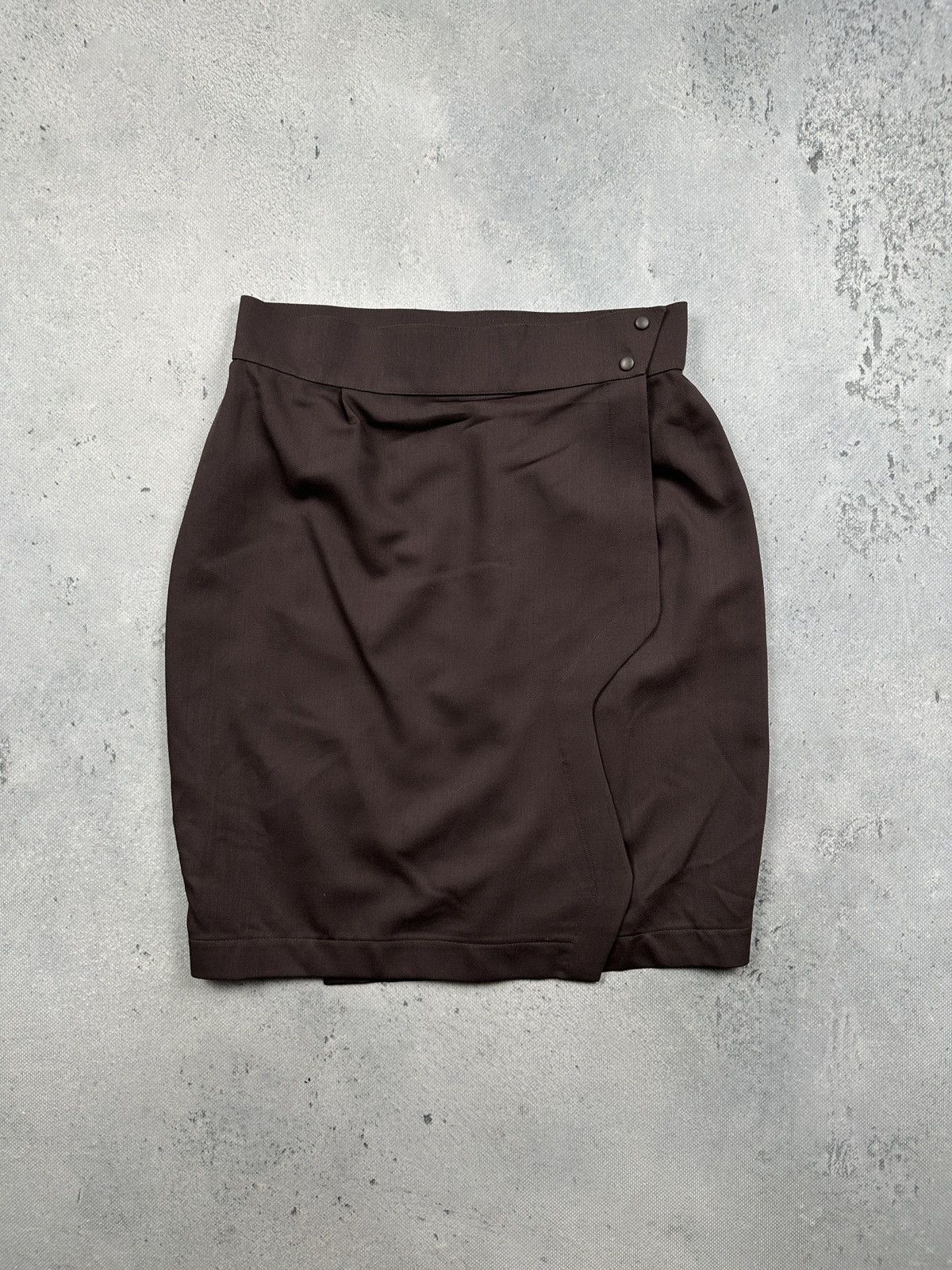 Thierry Mugler Thierry Mugler Paris Brown Wrap Pencil Skirt Structured 80s Size 28" / US 6 / IT 42 - 1 Thumbnail