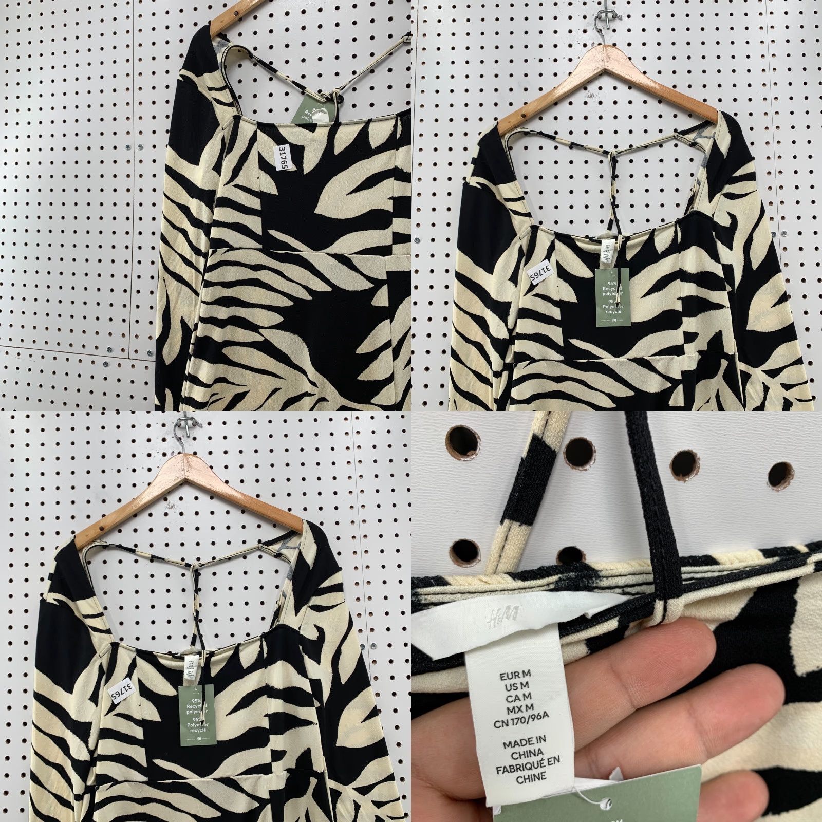 H&M VINTAGE H&M Women's Sundress Long Sleeve Square Neck Floral Dress Back White 90s Style Girls Medium Size M / US 6-8 / IT 42-44 - 8 Thumbnail