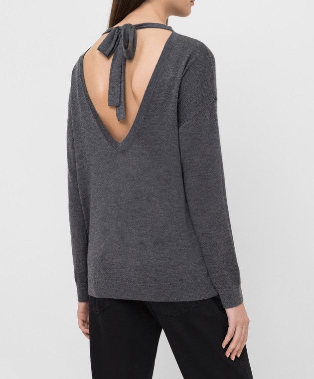 Brunello Cucinelli o1y0825 Cashmere Blend Sweater in Lead Size M / US 6-8 / IT 42-44 - 4 Thumbnail