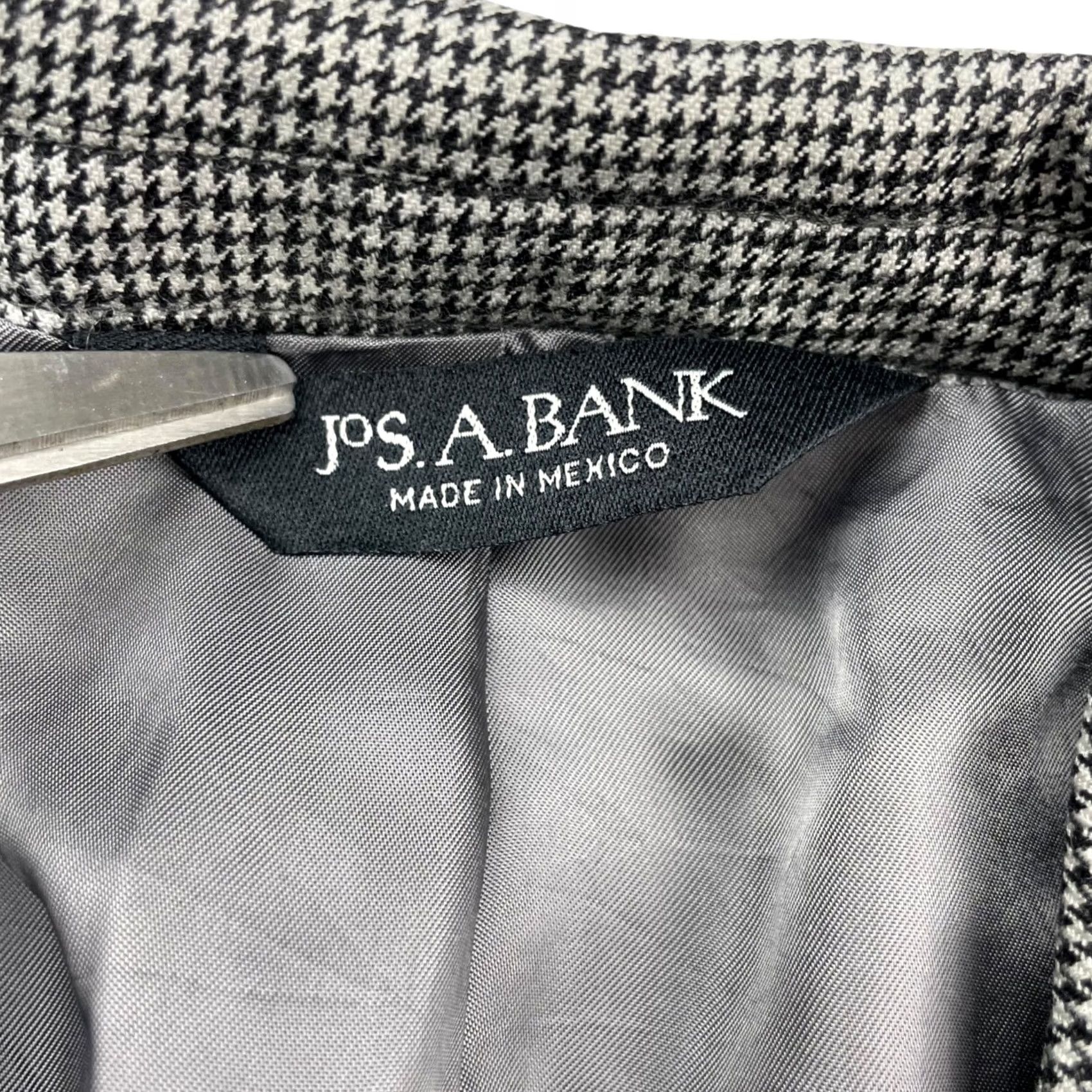 Jos. A. Bank Jos A Bank Men's Gordon Blazer Gray Houndstooth Wool 2-Button 41R Size 42R - 5 Thumbnail