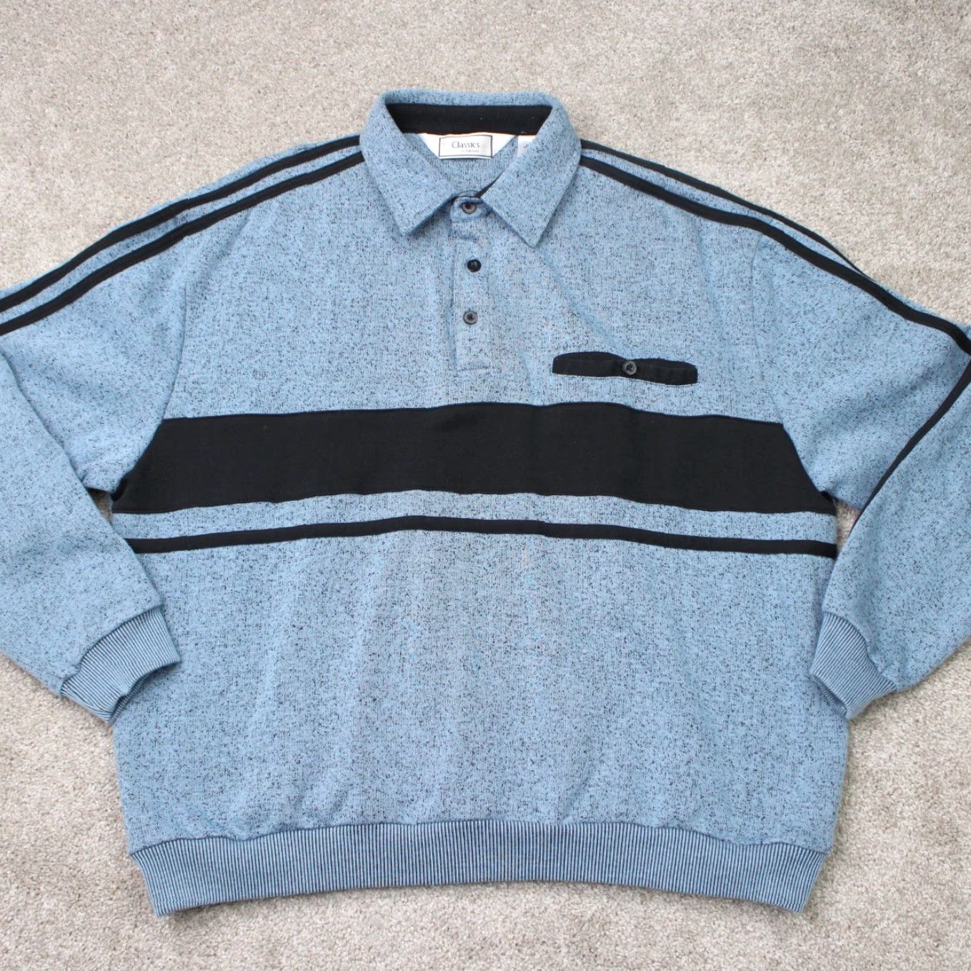 Vintage Classics by Palmland Polo Shirt Mens Blue Cotton/Polyester Long Sleeve Pullover Size US L / EU 52-54 / 3 - 2 Thumbnail