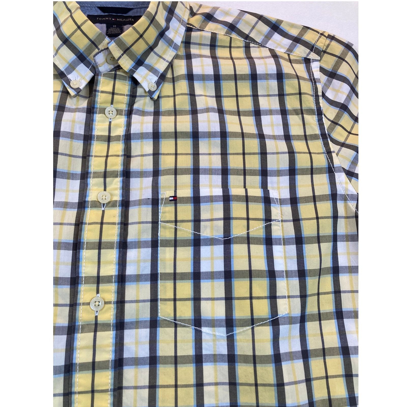 Tommy Hilfiger Tommy Hilfiger Classic Shirt Short Slv Yellow Blue Plaid Med Size US M / EU 48-50 / 2 - 4 Thumbnail
