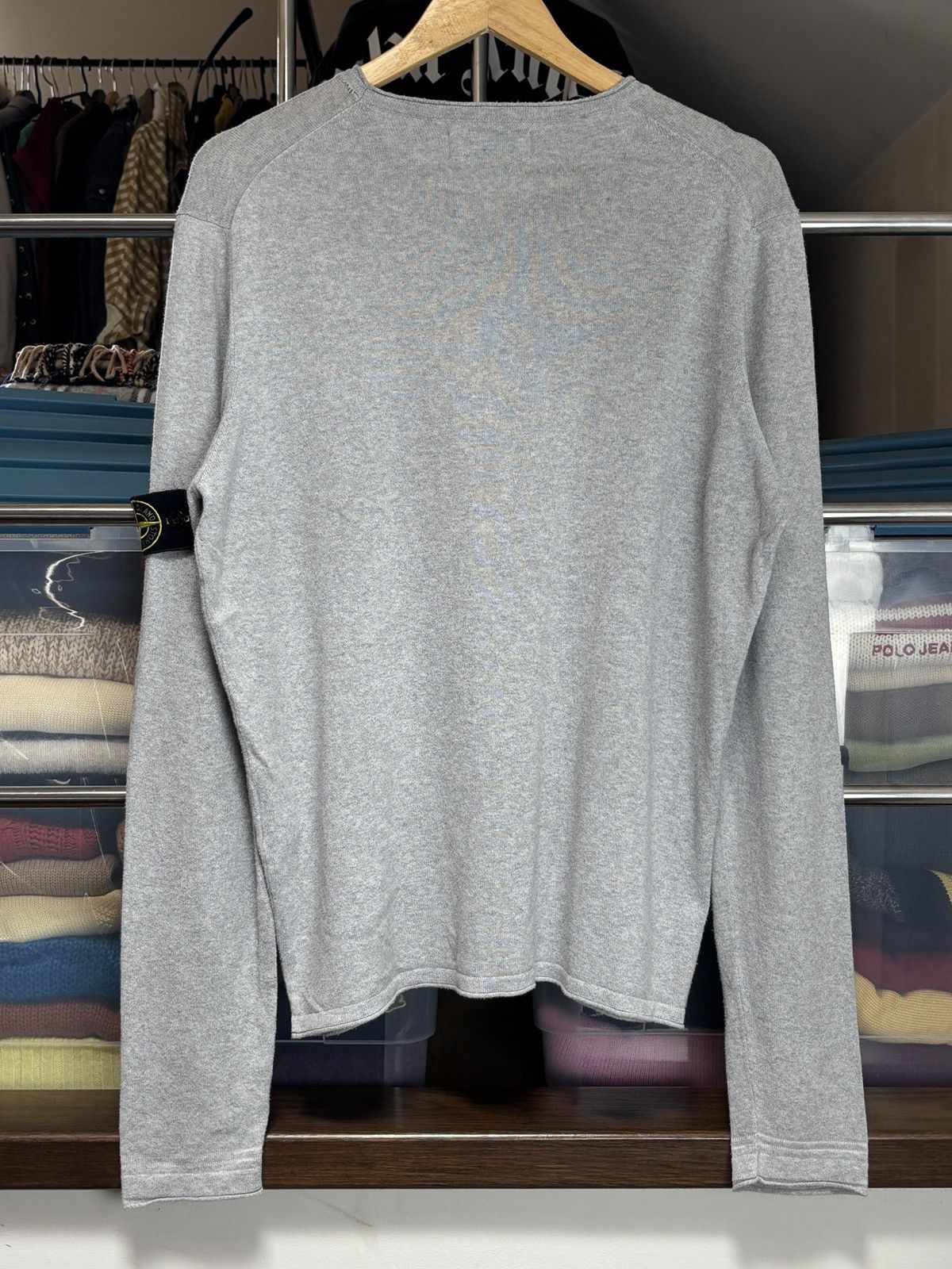 Stone Island Stone Island Vintage Grey Long Sleeve Thin Cotton Sweater Size US L / EU 52-54 / 3 - 3 Thumbnail
