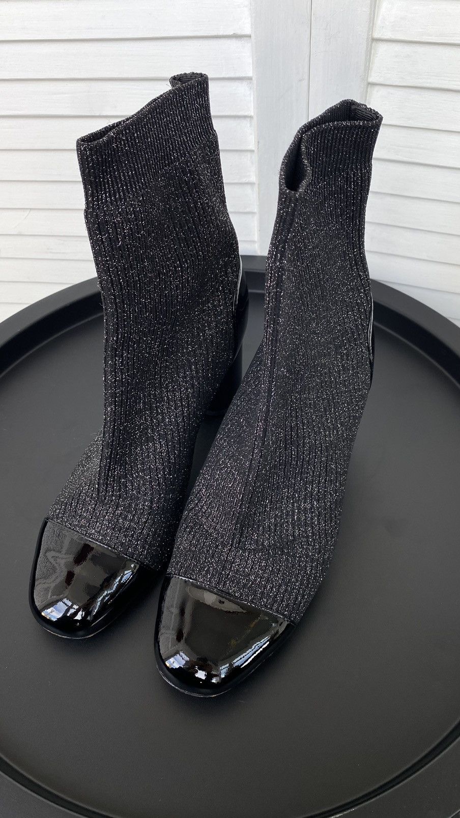 Japanese Brand × Sandro Sandro Knit Glitter Sock Black Boots Size US 8 / IT 38 - 9 Thumbnail