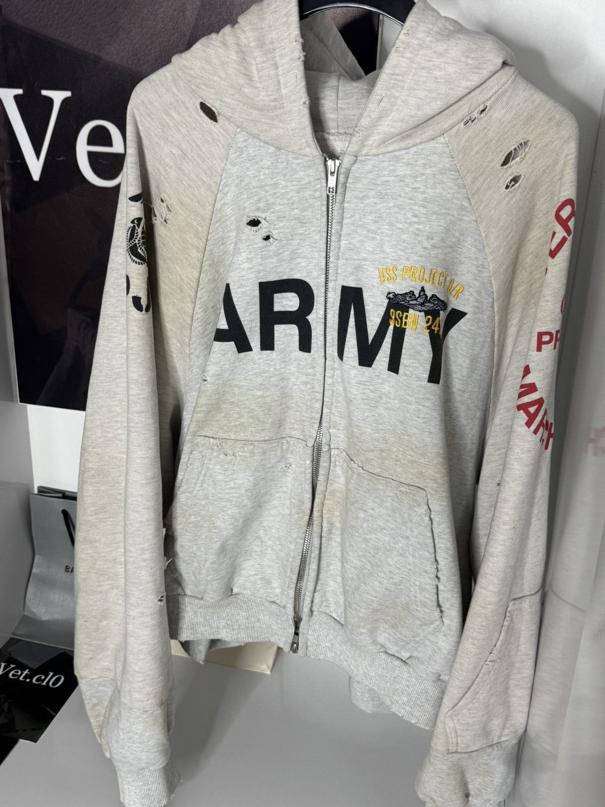 PROJECT G/R ✅ Project G/R Army Washed Grey Zip Hoodie Dirty Distressed 1 Size US M / EU 48-50 / 2 - 2 Thumbnail