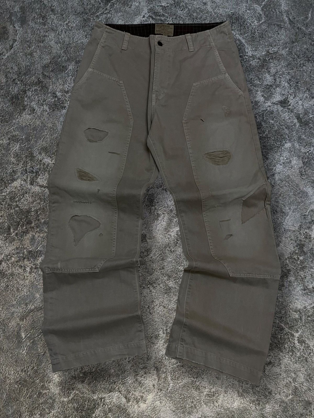 Japanese Brand Vintage Japan 90’s Purple & Yellow Distressed Carpenter Pant Size US 32 / EU 48 - 1 Thumbnail