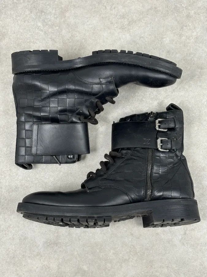 Louis Vuitton Louis Vuitton Black Leather Damier Lace-Up Boots Size US 7 / EU 40 - 5 Thumbnail