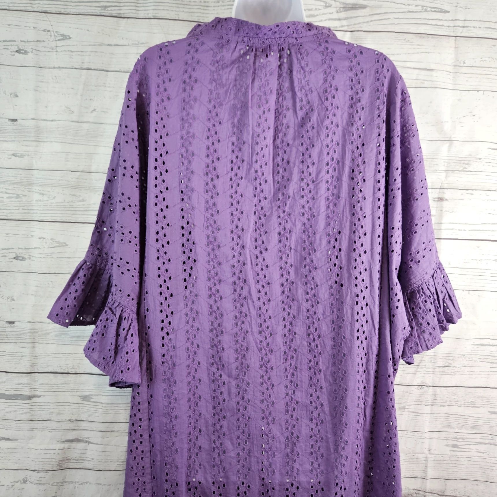 Vintage Miradonna Womens Cover Up One Size Solid Purple Eyelet Cotton Size ONE SIZE - 4 Thumbnail