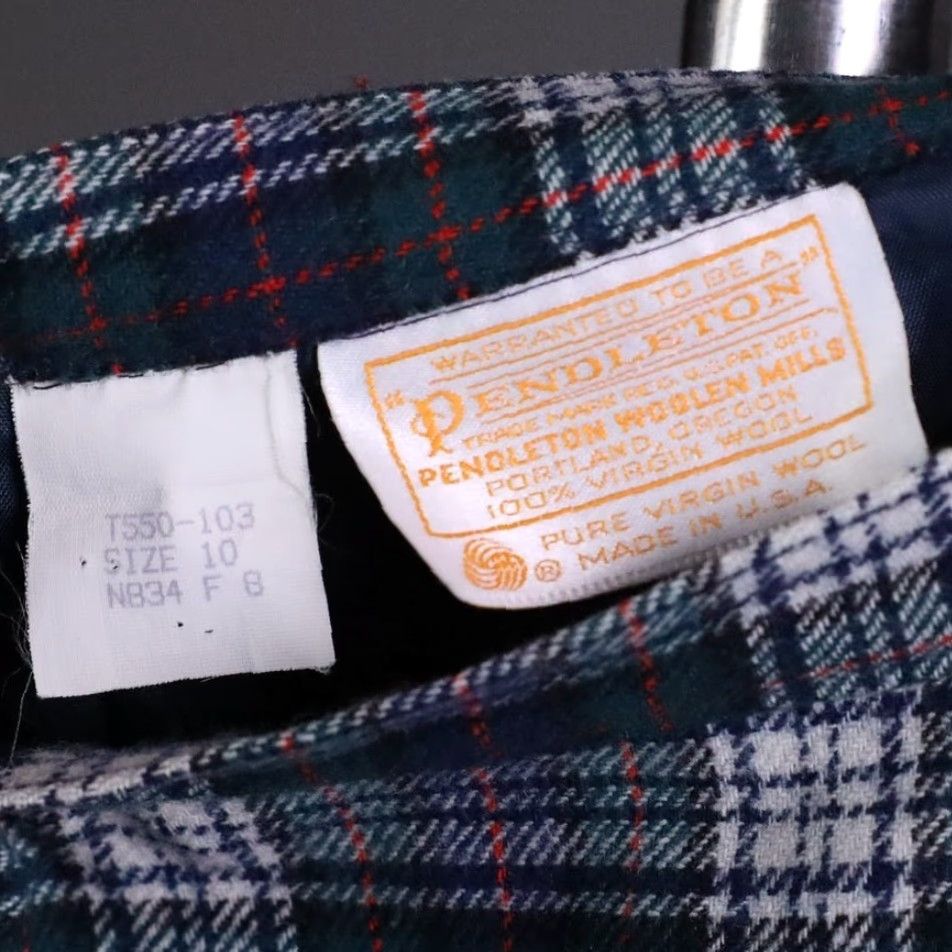 Pendleton VINTAGE Pendleton Plaid Midi Skirt Womens 10 Blue Green Wool Made in USA Size 32" / US 10 / IT 46 - 5 Thumbnail