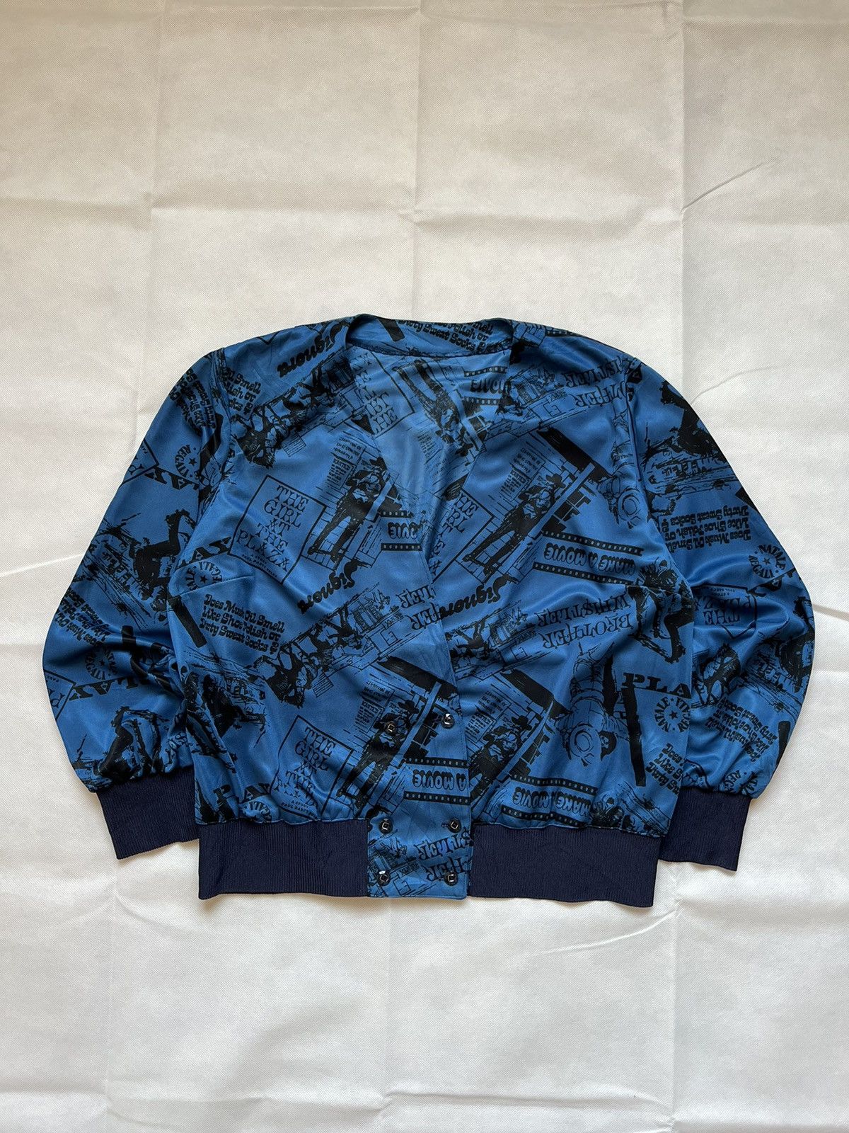 Vintage Full Print Silk Cardigan Kurt Cobain Style