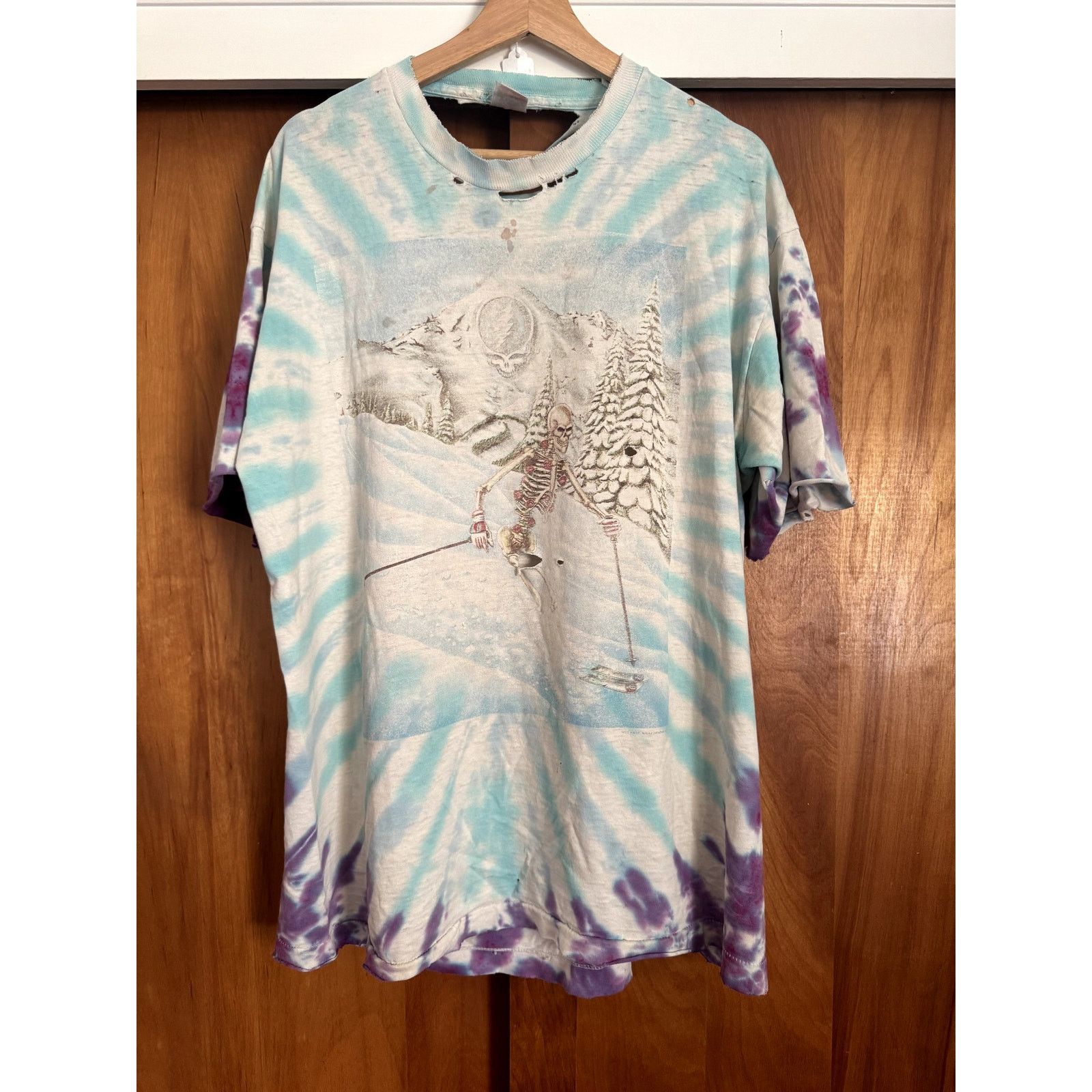 Fruit Of The Loom Vintage Grateful Dead Ski Powderman Skiing Skeleton Shirt XL Size US XL / EU 56 / 4 - 1 Thumbnail