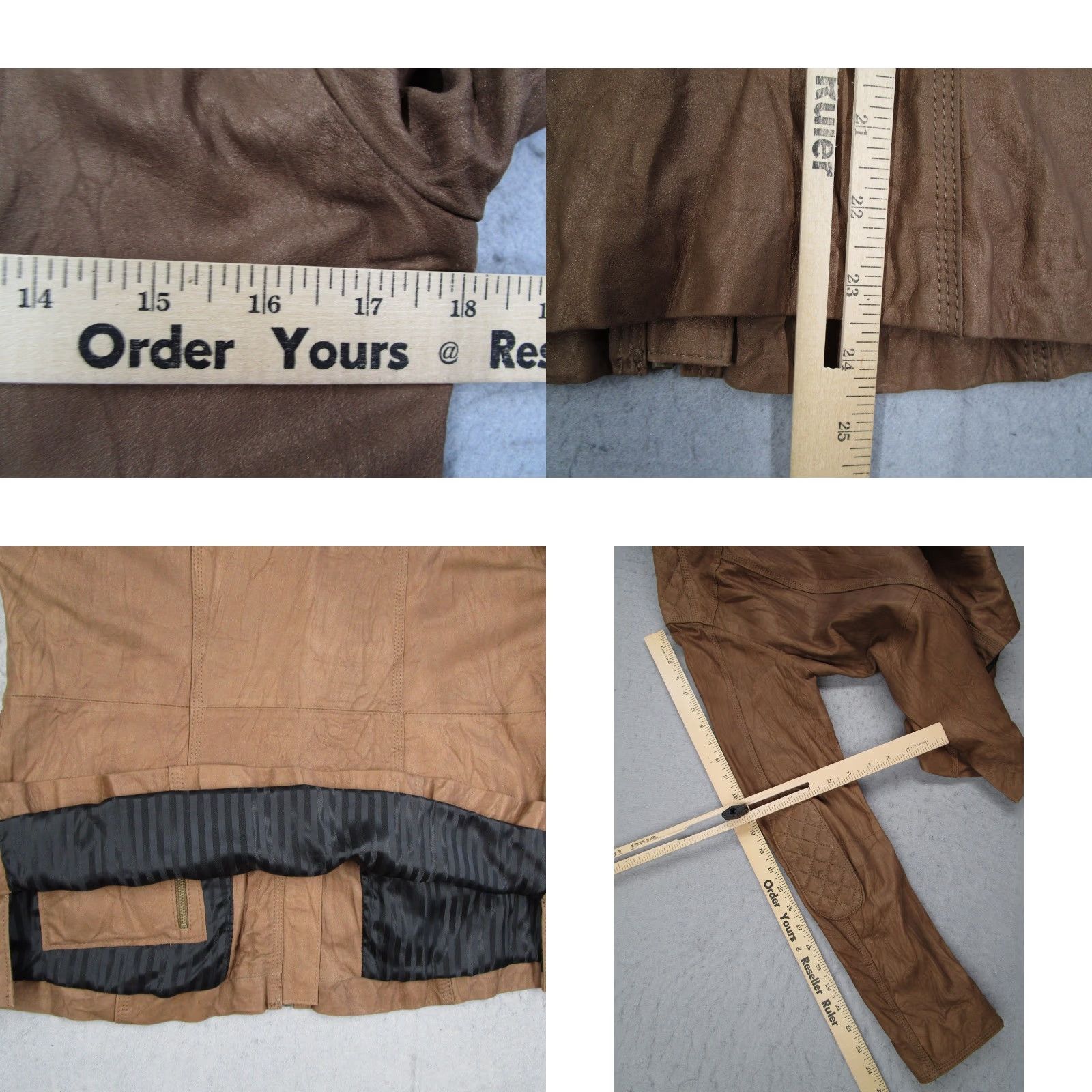 Alpinestars Alpinestars Denise Focil Leather Cafe Racer Jacket Women M Tan Brown Quilt Zip Pockets Slim Short Coat Casual Vintage No Size M / US 6-8 / IT 42-44 - 8 Thumbnail