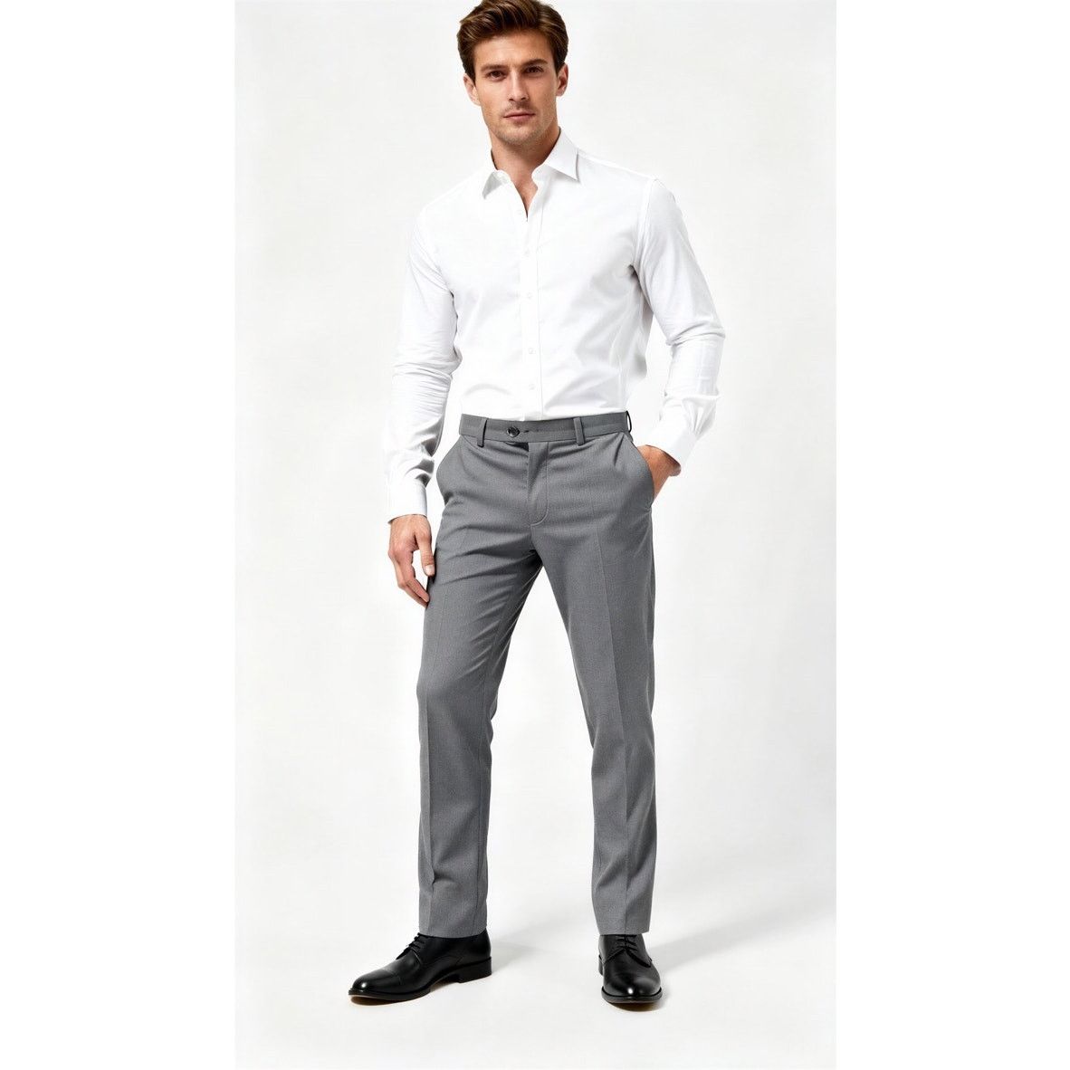 Brooks Brothers Brooks Brothers 346 Dress Pants Mens 36x32 Gray Flat Front Size US 36 / EU 52 - 1 Thumbnail