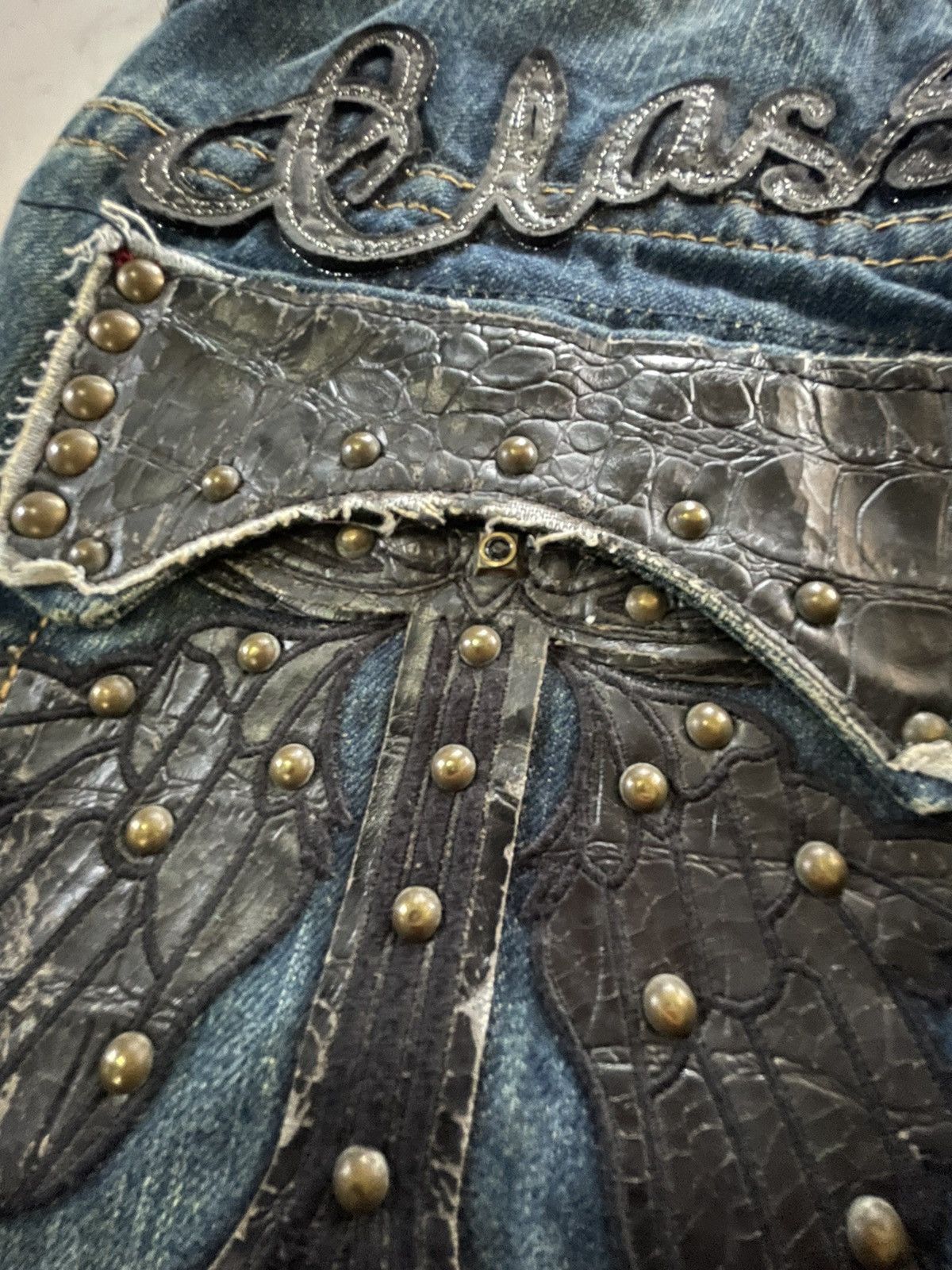 Japanese Brand × Tornado Mart Classical Elf Studded Leather Crafted Muddy Wash Denim Jeans Size US 30 / EU 46 - 9 Thumbnail