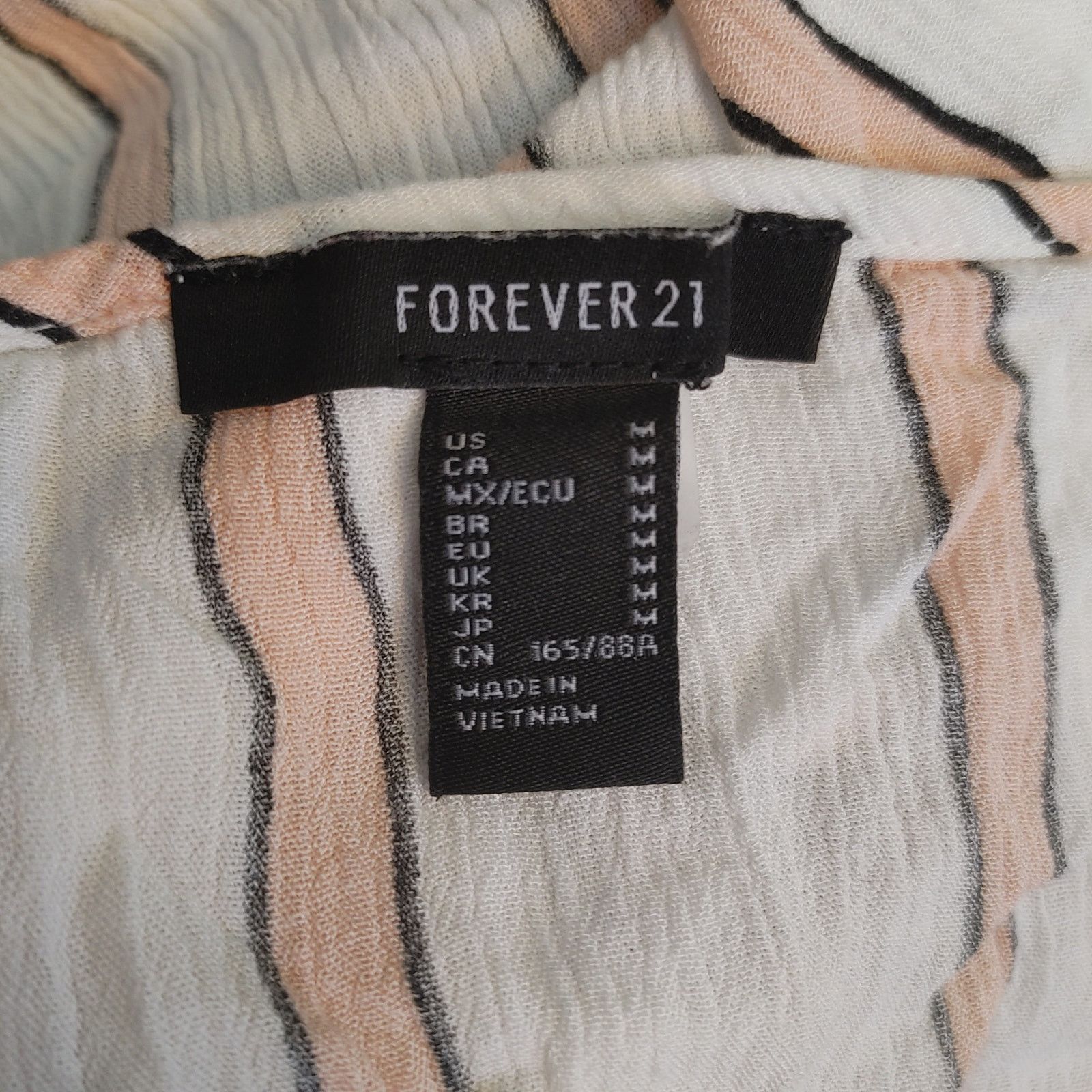 Forever 21 Forever 21 Women M White/Peach Stripe TieKnot Front Crop Top Size M / US 6-8 / IT 42-44 - 3 Thumbnail