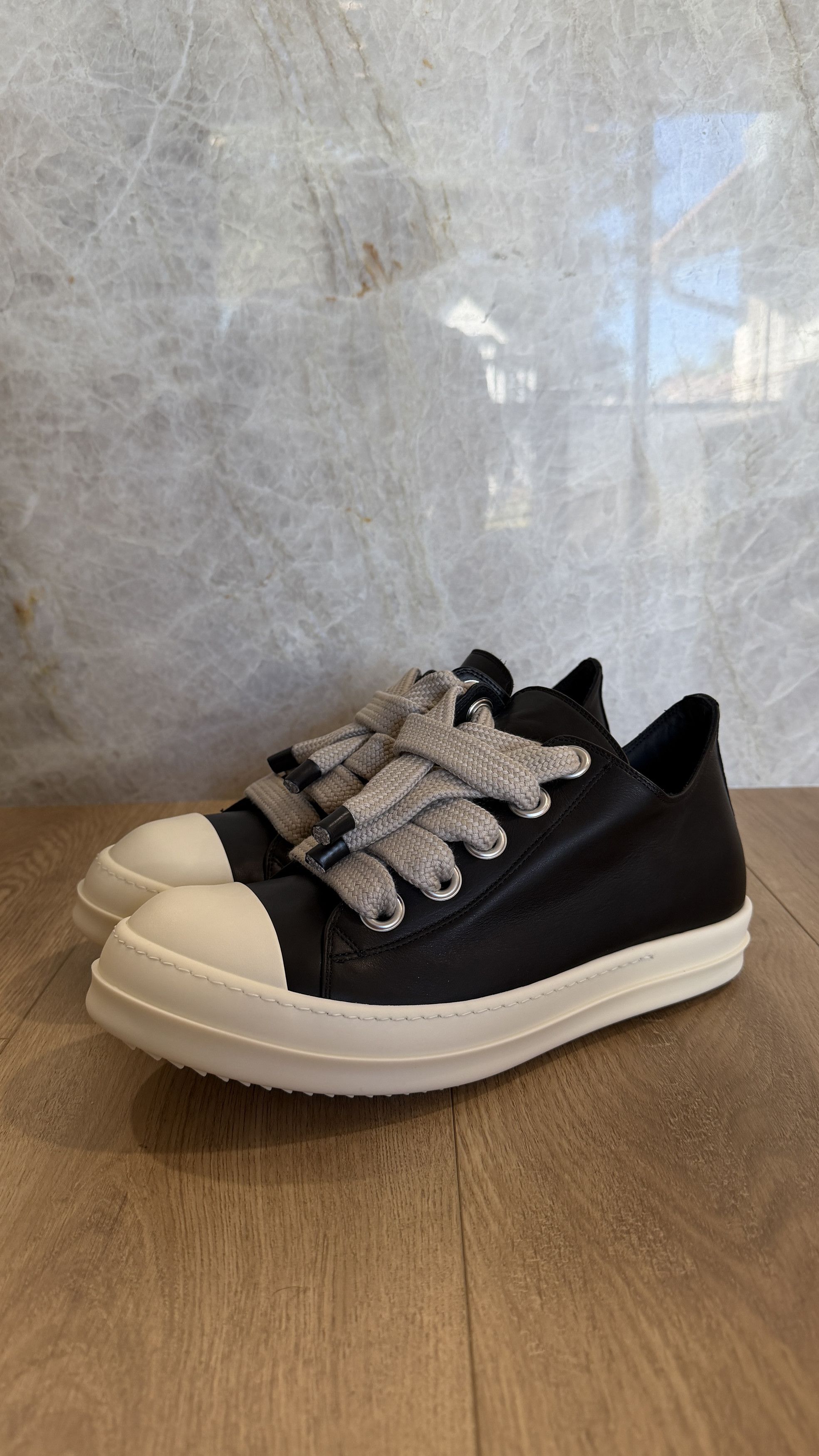 Rick Owens RICK OWENS RAMONE JUMBO LOW BLACK MILK SS26 TEMPLE Size US 13 / EU 46 - 1 Thumbnail