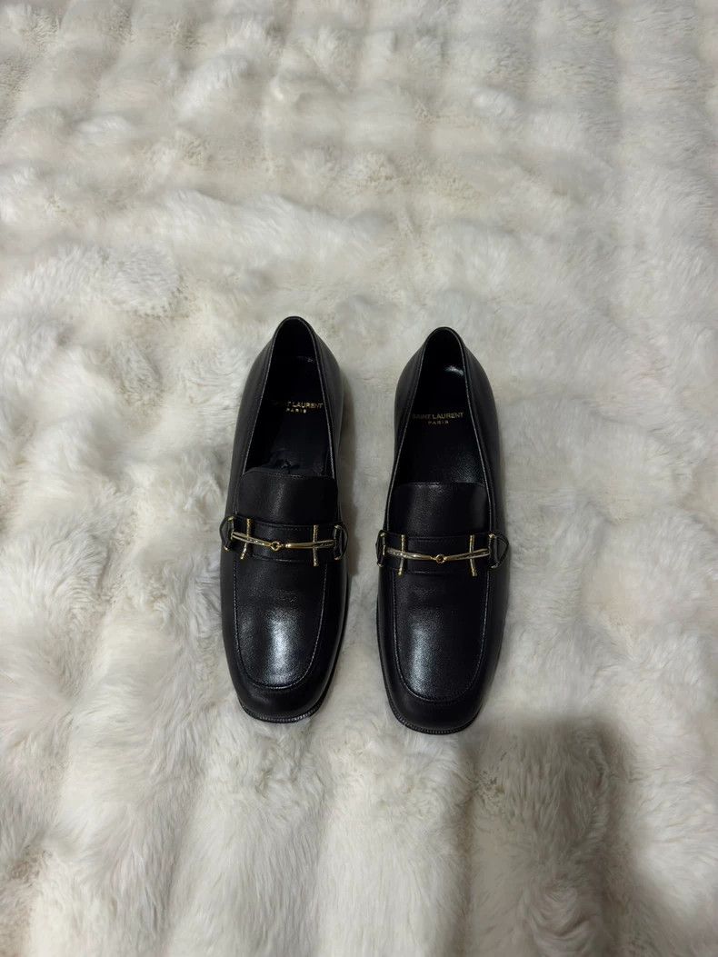 Saint Laurent Paris Saint laurent paris Black and gold loafers shoes 2506-Nexta Size US 7 / EU 40 - 6 Thumbnail