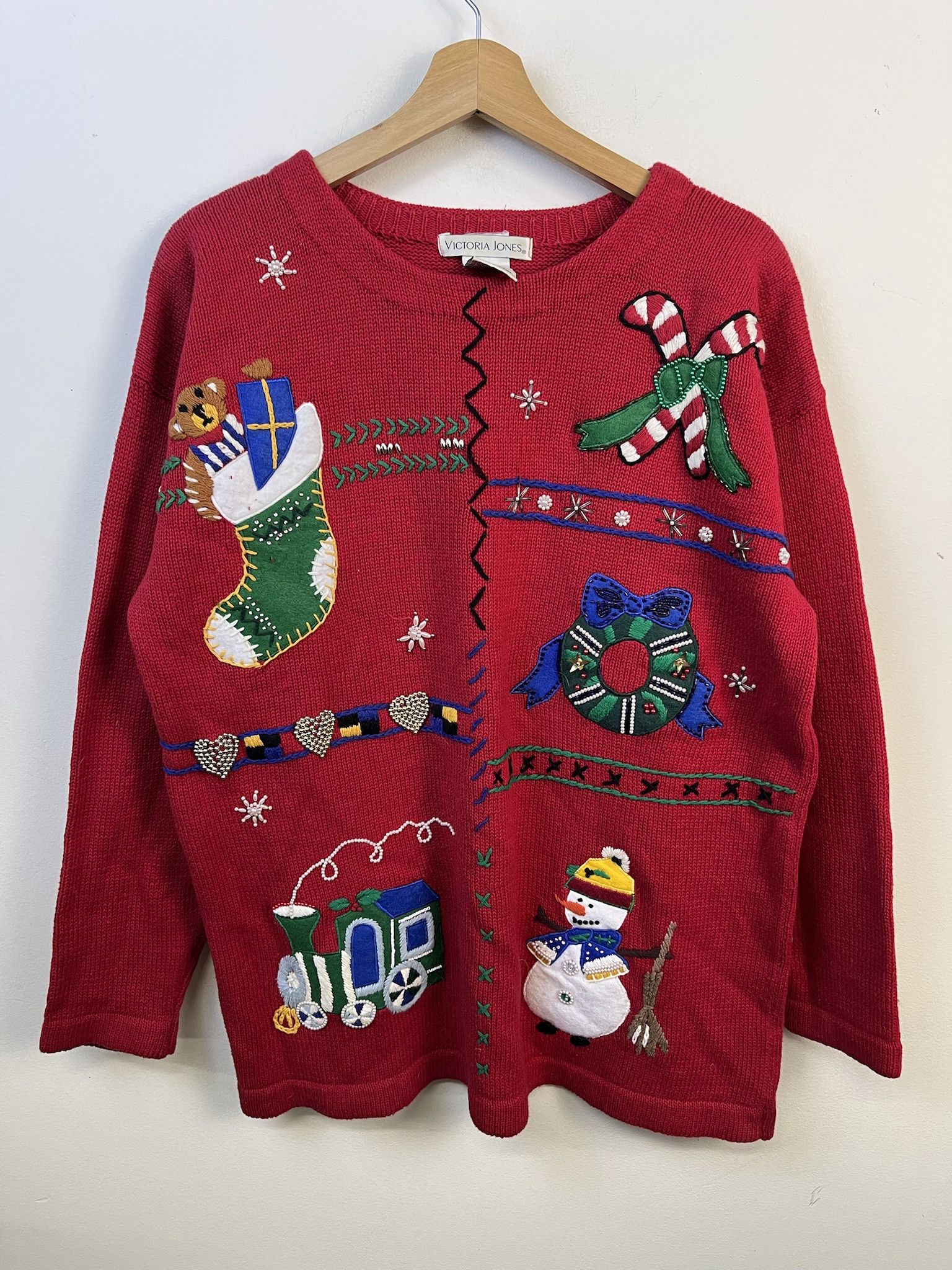 Other Vintage Knit Sweater Christmas Embroider Red Knit Sweater Size L Size US L / EU 52-54 / 3 - 1 Thumbnail