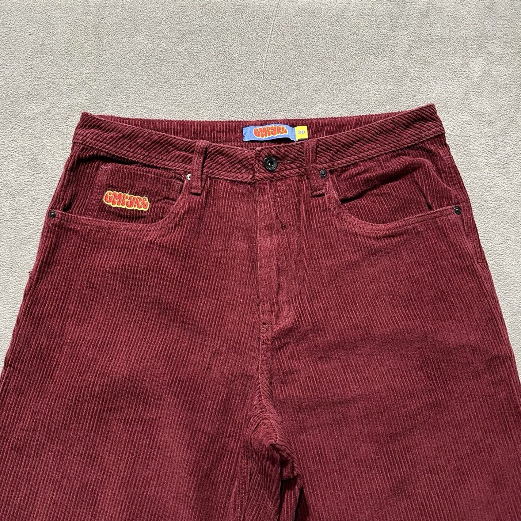 Empyre Empyre Pants Mens 30 Corduroy Wide Wale Straight Baggy 5-Pocket Logo Zipper Button Red Denim? Size US 30 / EU 46 - 3 Thumbnail