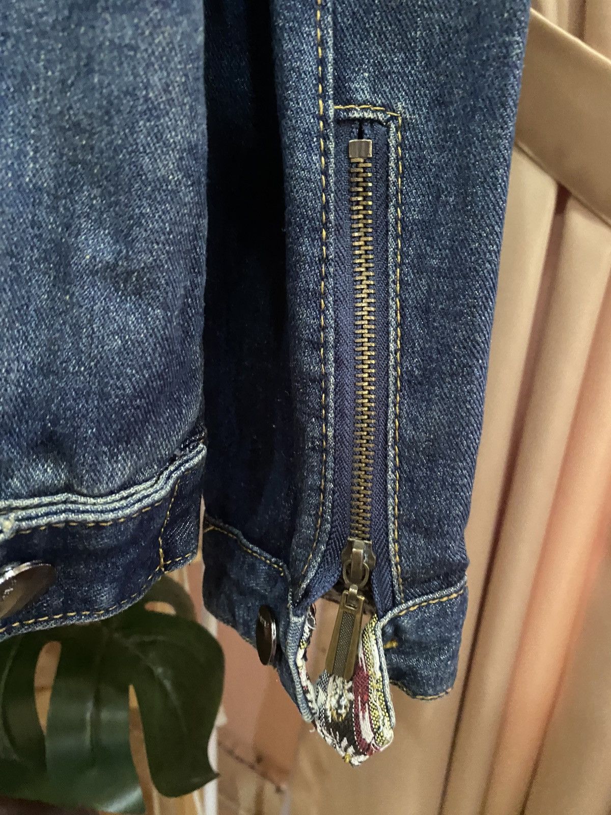 Other Vintage denim biker-style zip jacket with brown leather trim Size US M / EU 48-50 / 2 - 13 Thumbnail