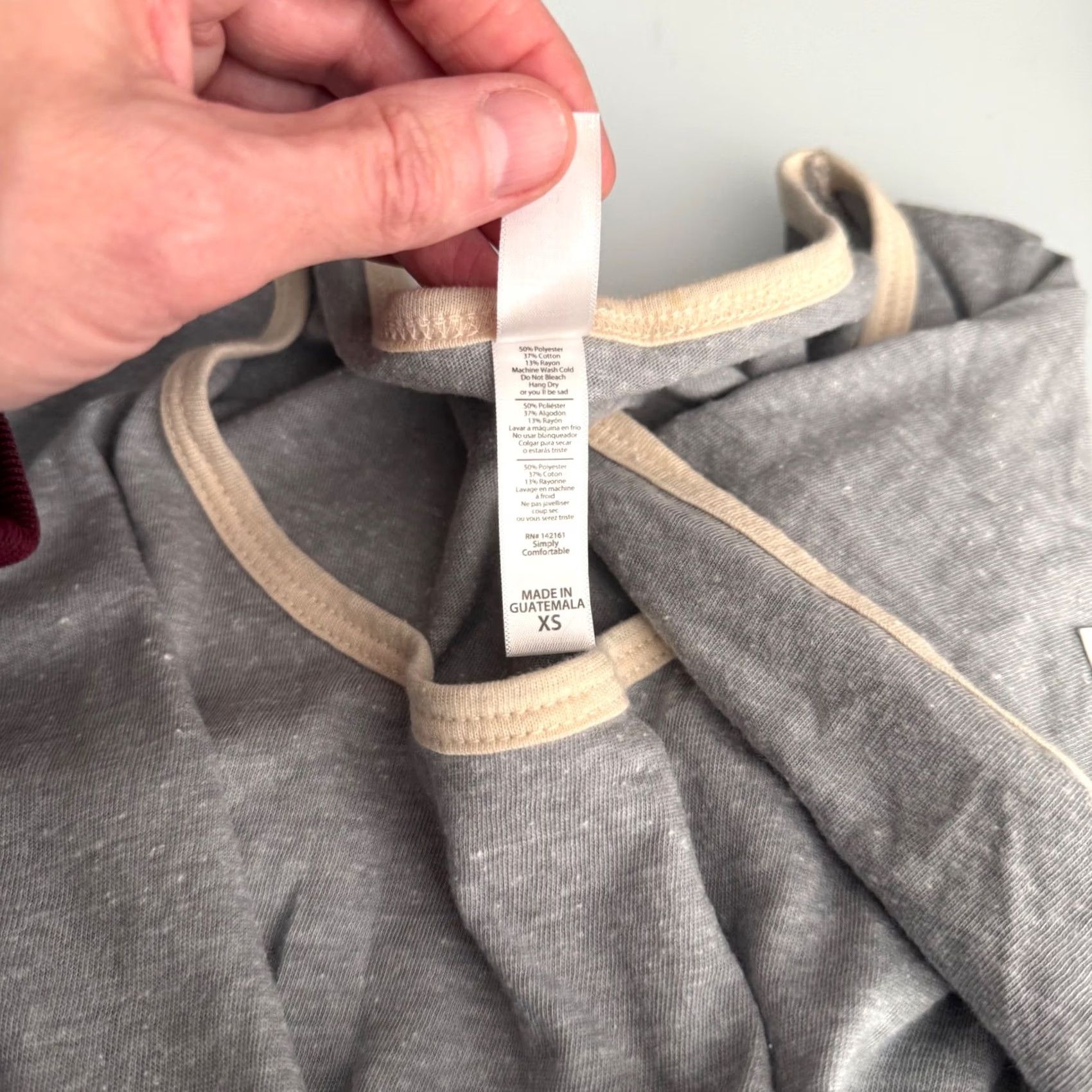 Vintage VINTAGE LuLaRoe Classic Tee Shirt XS Gray Cream Ringer Scoop Neck High-Low NWT Size ONE SIZE - 6 Thumbnail