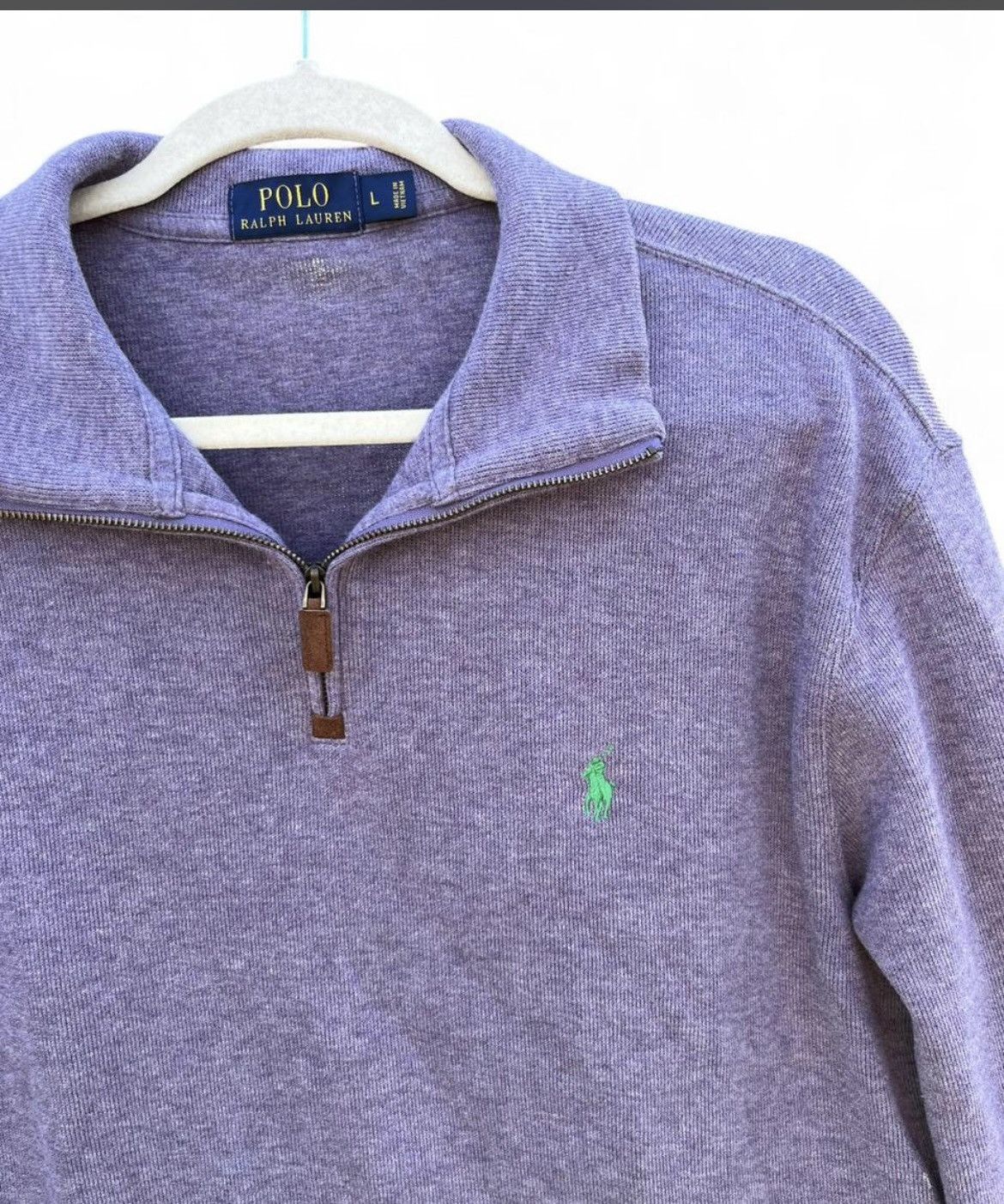 Polo Ralph Lauren Polo Ralph Lauren Rib Quarter-Zip Sweater Lavender Large Size US L / EU 52-54 / 3 - 3 Thumbnail