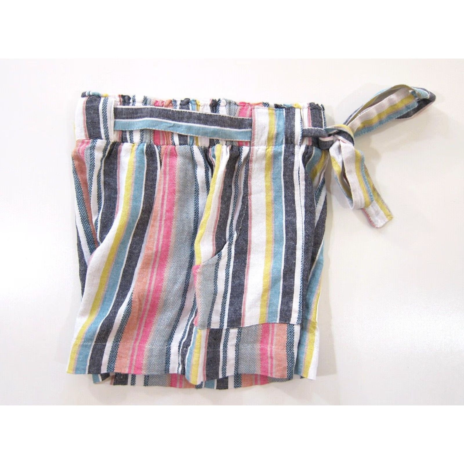 Vintage VINTAGE Indigo Rein Linen Pink Yellow White Stripe High Rise Pocket Chino Short Medium Size 32" / US 10 / IT 46 - 5 Thumbnail