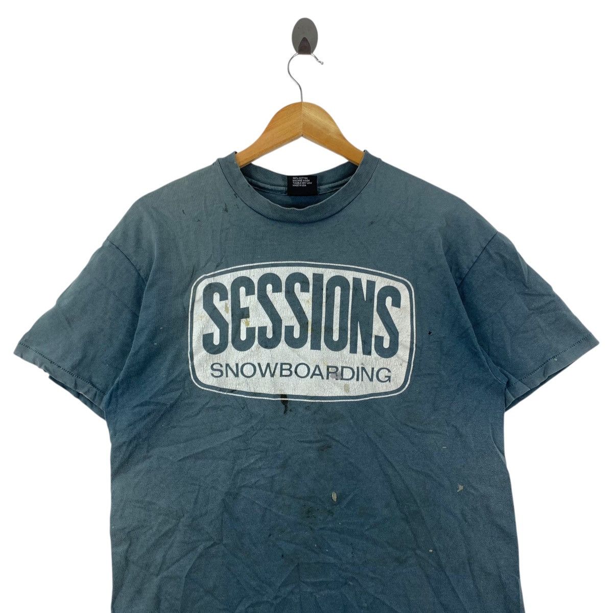 Sessions Vintage 90s Trashed SESSIONS SNOWBOARDING Skate Usa Tshirt Size US L / EU 52-54 / 3 - 2 Thumbnail