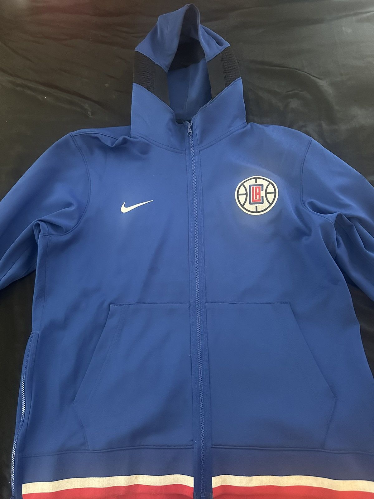 Image of NBA x Nike La Clippers Nike Dri-Fit 75Th Anniversary Full Zip Hoodie in Bleu, Men's (Size XL)